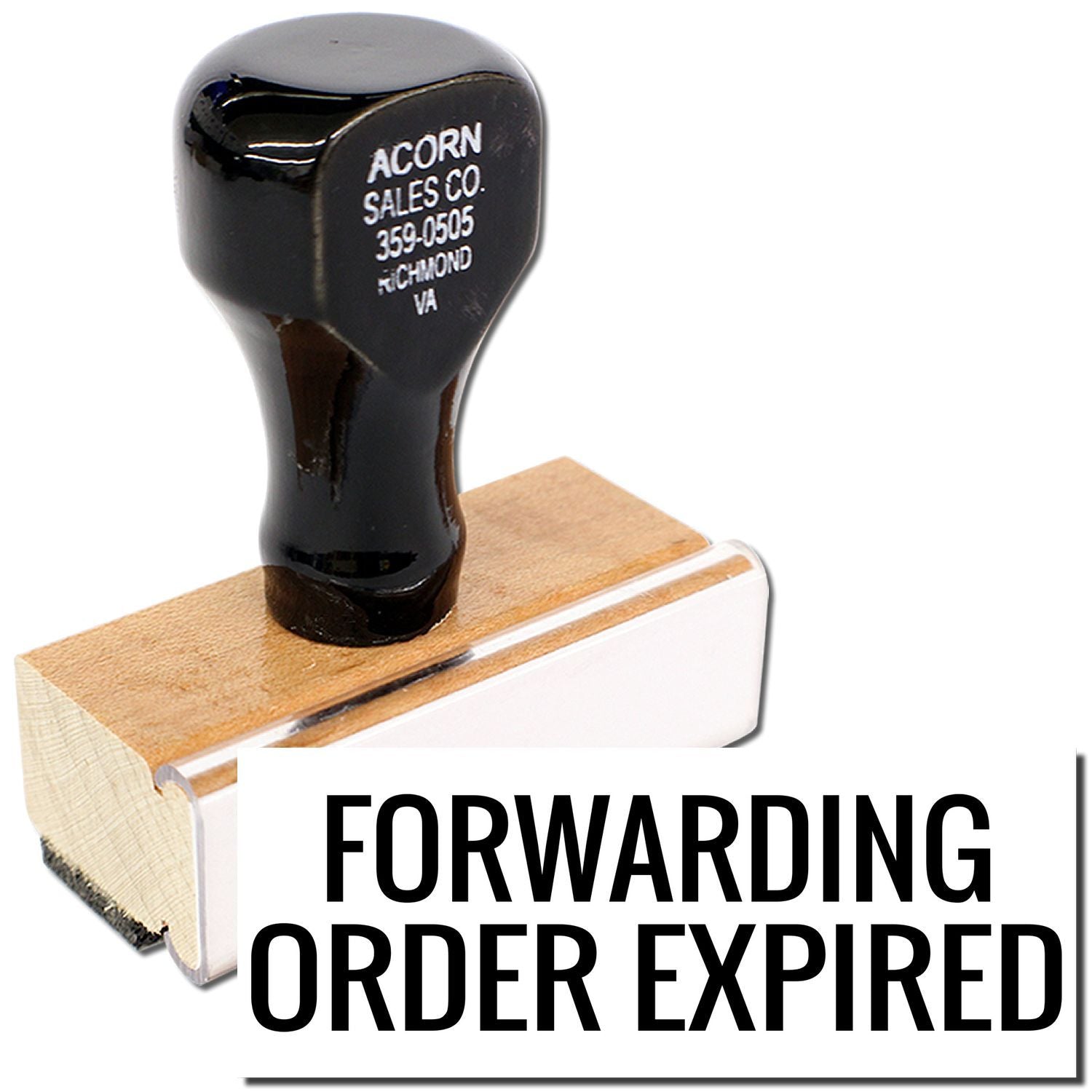 Forwarding order expired alert over black Acorn Sales Co. golf club head on shipping box, used for shipping status of golf equipment.