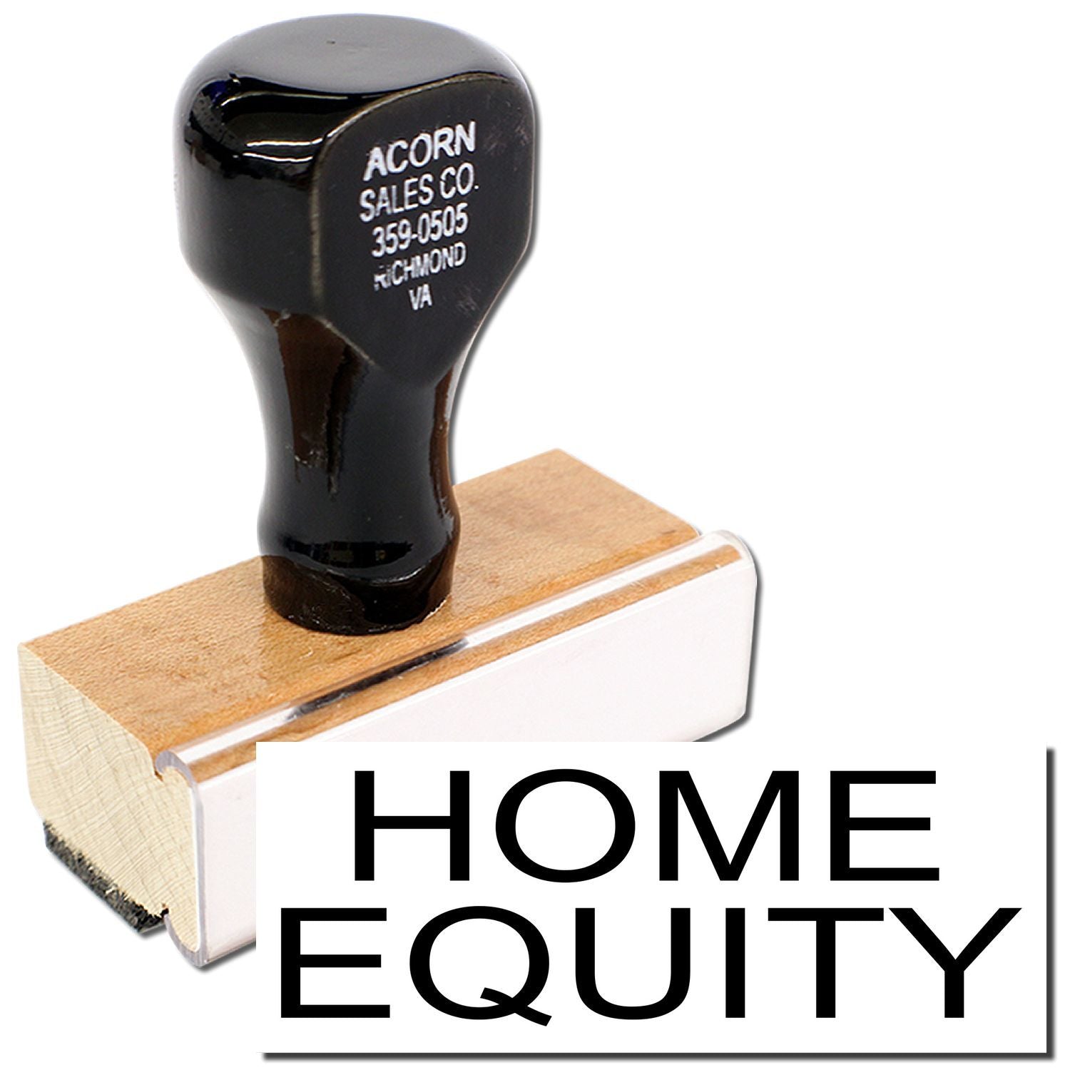 Rubber stamp reading Home Equity with Acorn Sales Co. imprint, used to mark mortgage or lending documents.