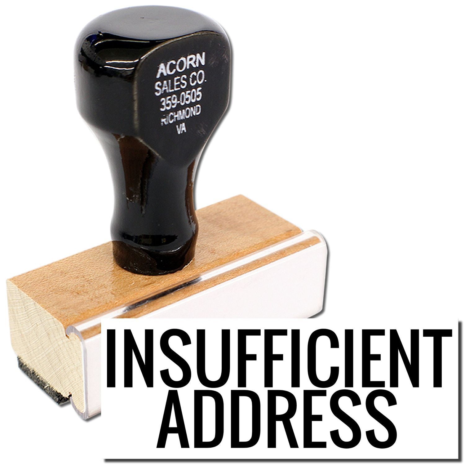 Acorn Sales Co golf club head on shipping box with Insufficient Address return message for delivery issues