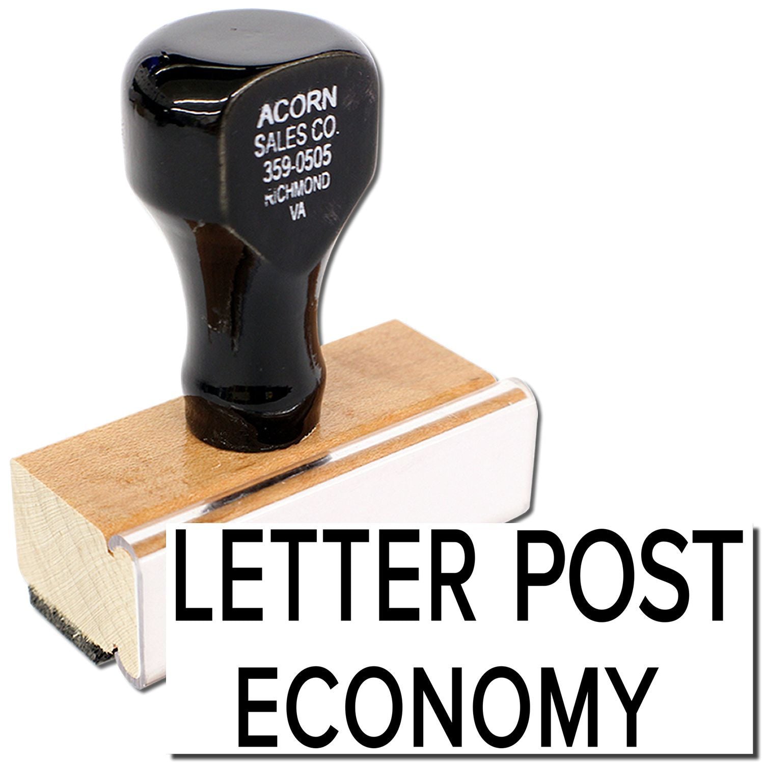 Economy letter post from Acorn Sales Co, 359-0505, Richmond VAblack mailbox post for mail delivery.