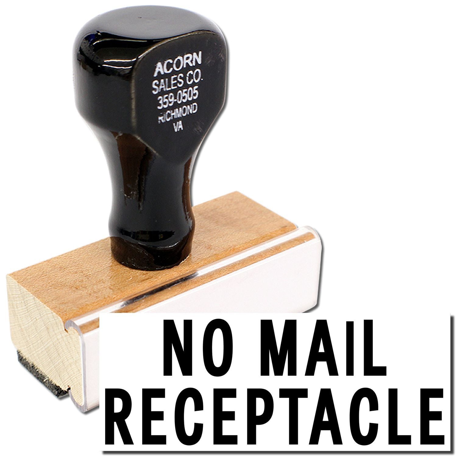 Cardboard mail receptacle sign reading No Mail Receptacle with golf club head, warning no mail delivery at this address location.