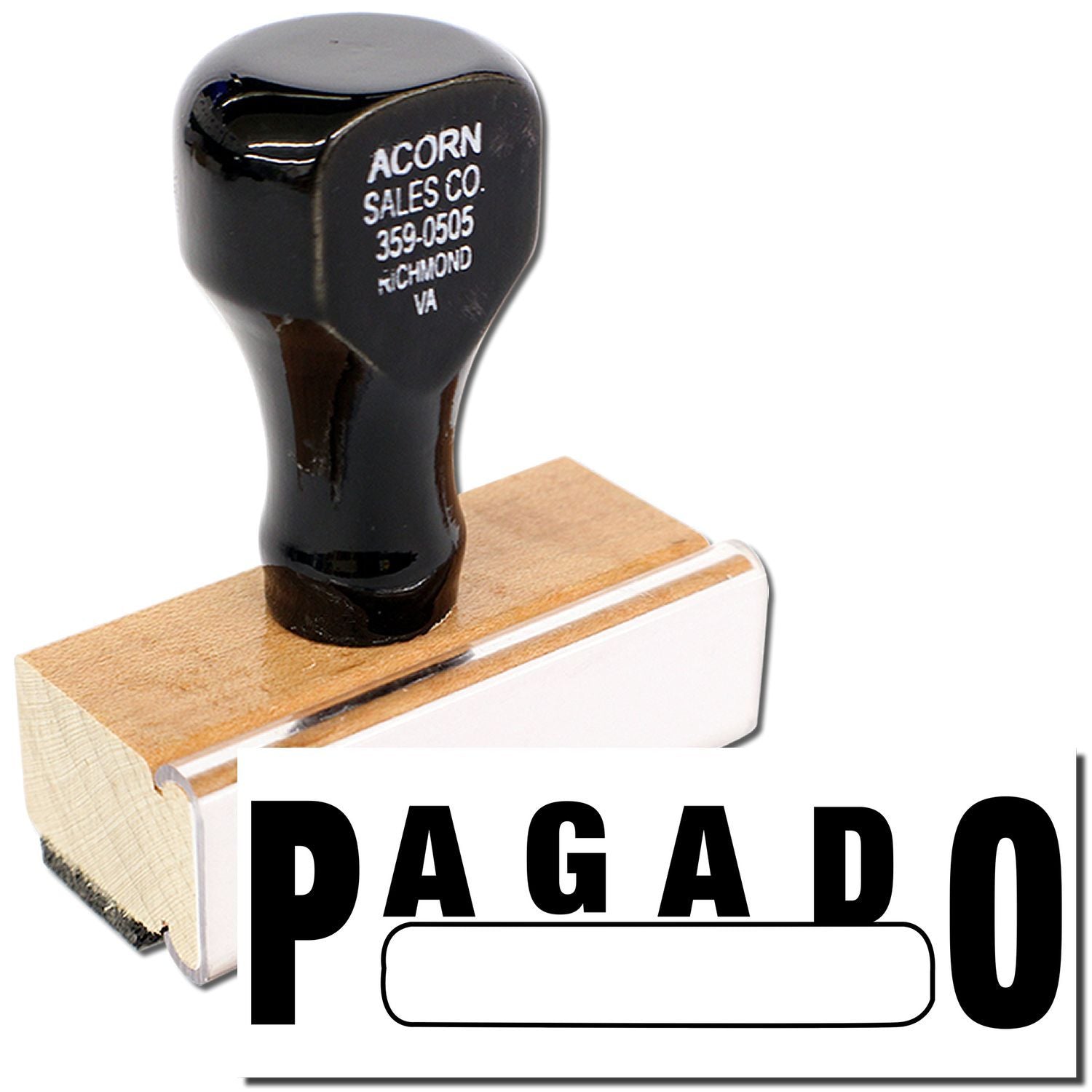 Acorn Sales Co. golf putter head on wooden block packaging for PagaDo branded club accessory.