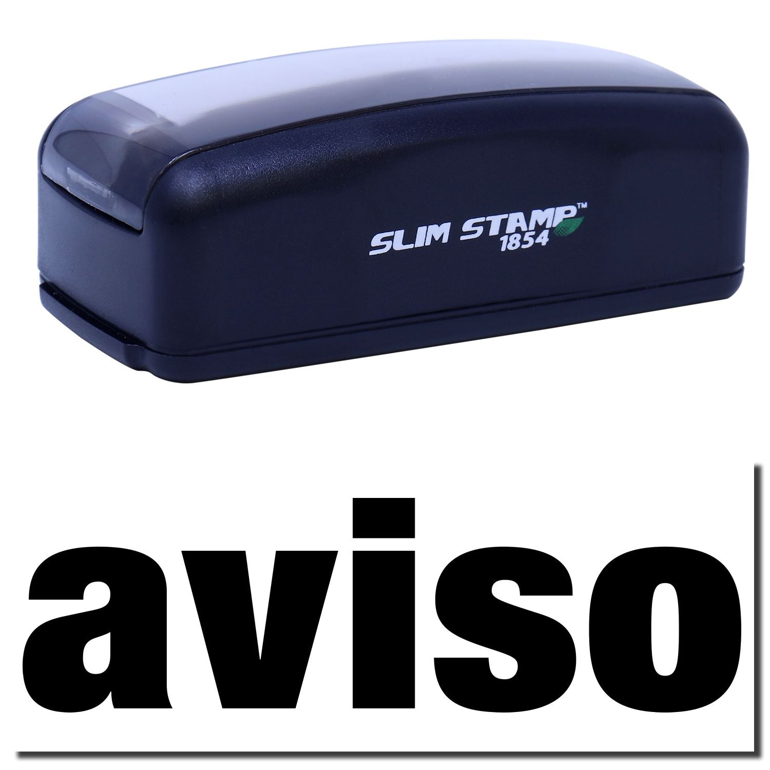 Slim Stamp 1854 ink stamp device with Slim Stamp branding, used for quick custom document imprinting.