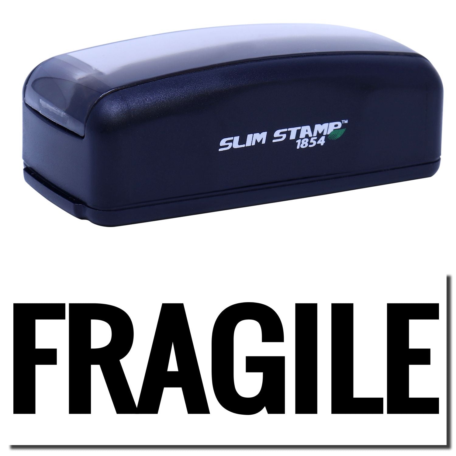 Close-up of Slim Stamp 1854 portable stamping device for quick office branding, labeling, and document marking.