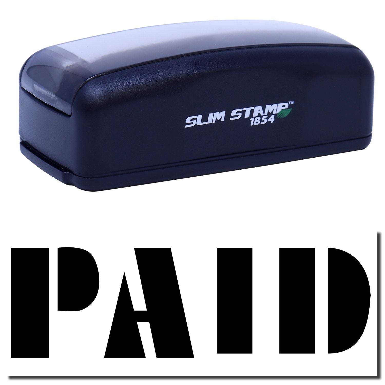 Slim Stamp 1854 compact ink stamp for branding and labeling, portable office self-inking.