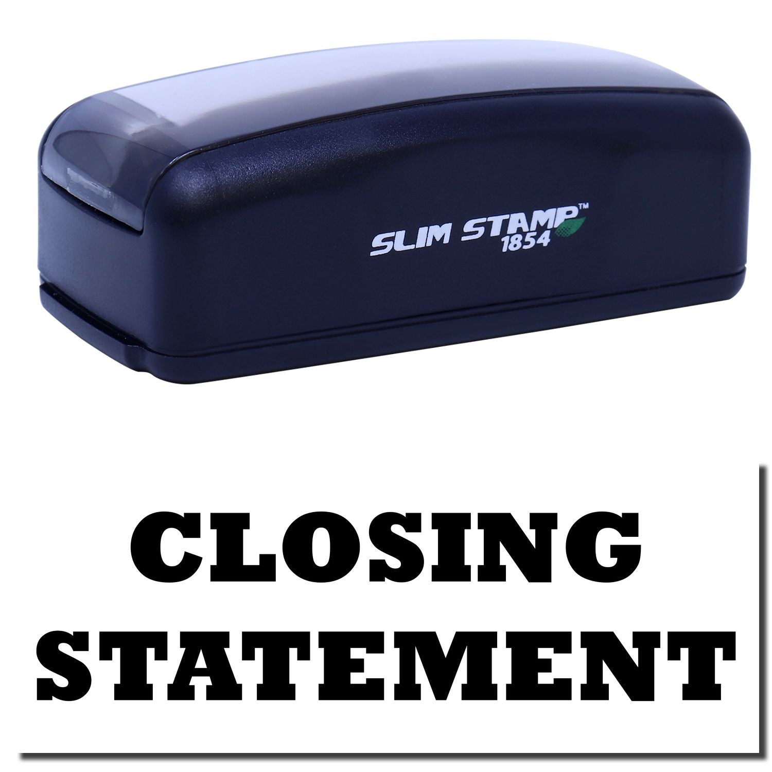 Self-inking Slim Stamp 1854 close statement imprint tool for attorneys, marking closing statement headings on documents quickly.