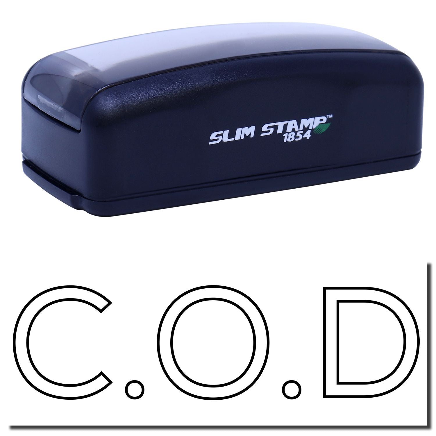 Slim Stamp 1854 compact desktop ink stamp for office labeling and business forms, delivering quick consistent impressions every time.