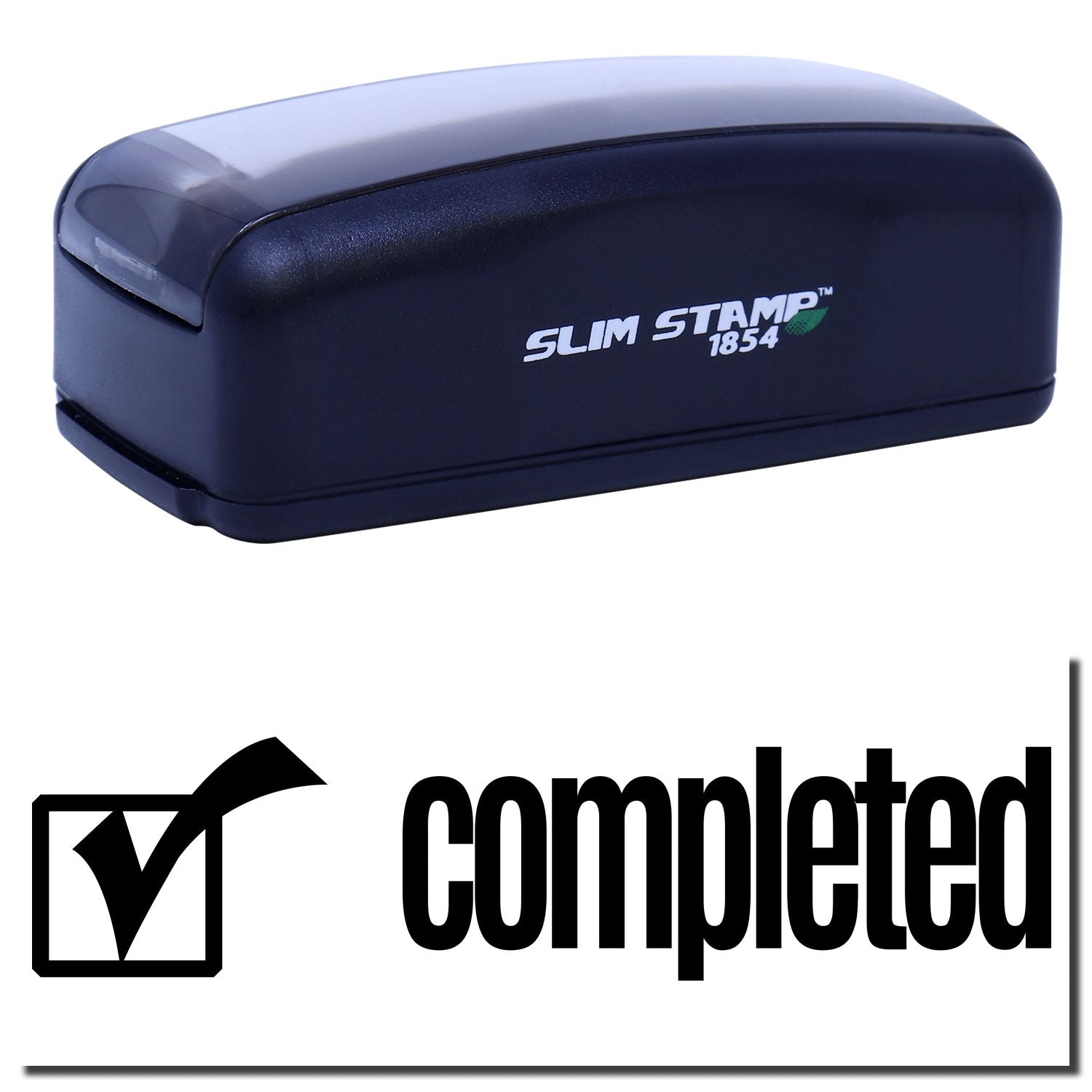 Slim Stamp 1854 branding on compact self-inking stamp for accurate document marking and printing
