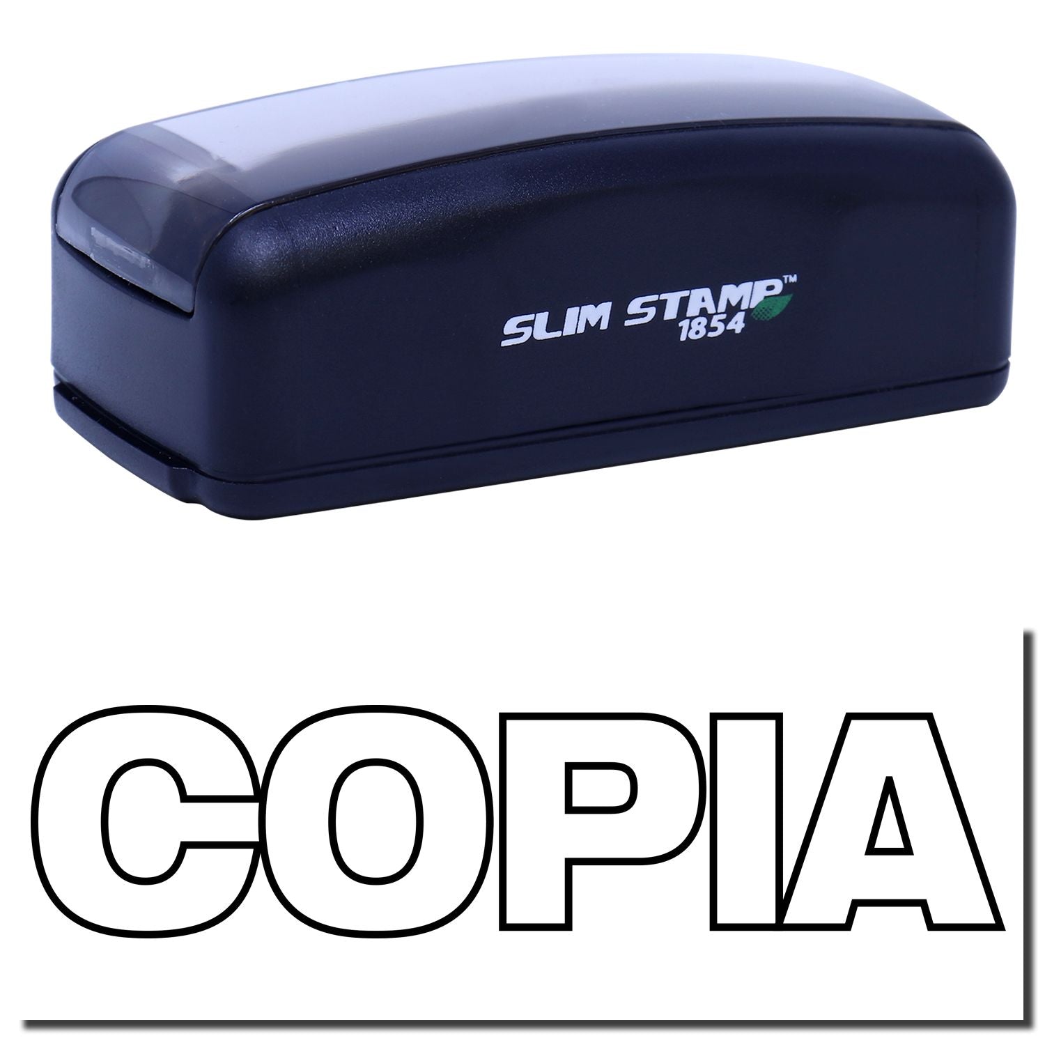COPIA Slim Stamp 1854 compact self-inking stamp for document labeling, high-contrast imprint and quick DIY marking at home or office.