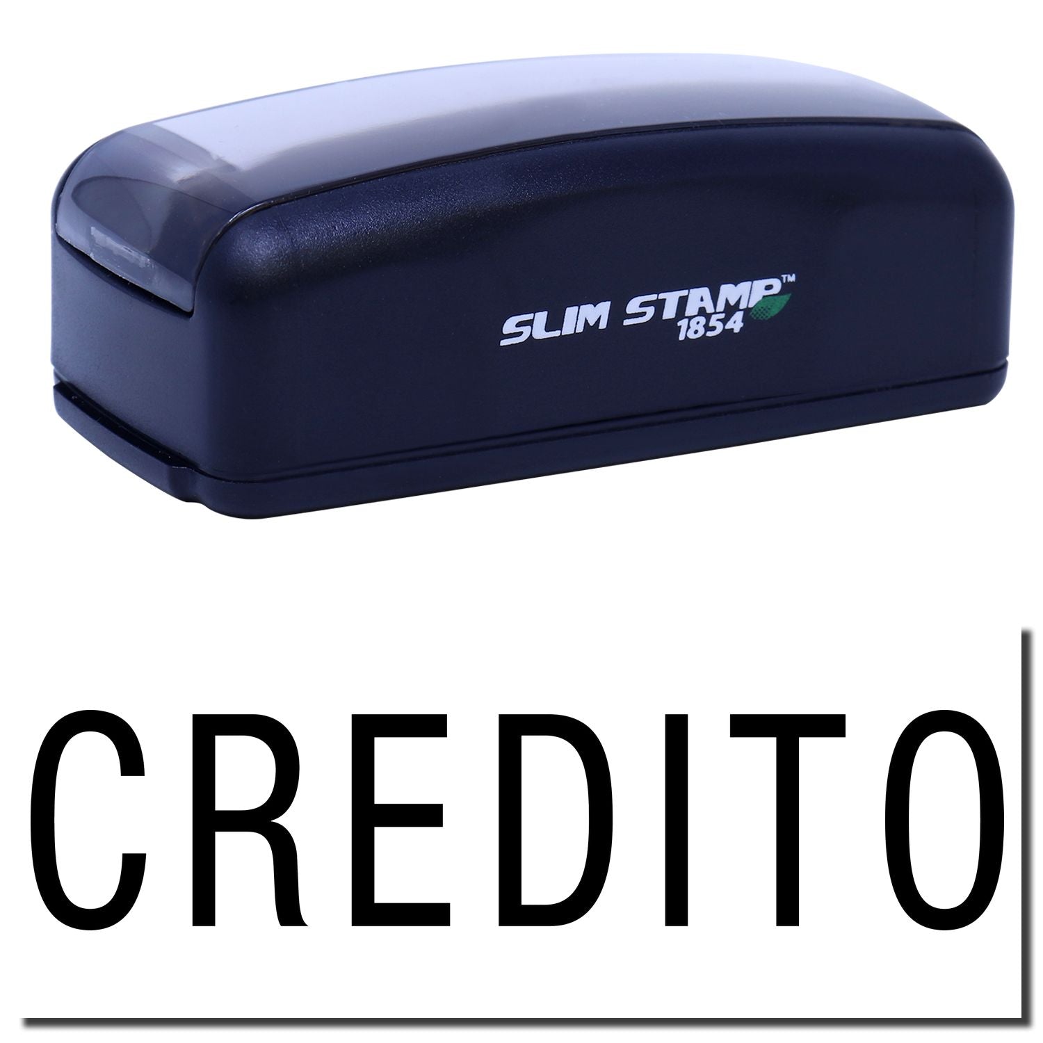 Slim Stamp 1854 self-inking stamp device with logo, product image for custom imprinting and document marking.