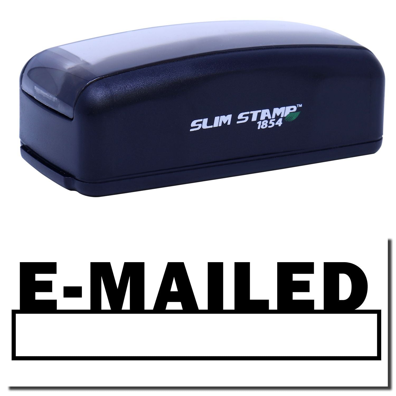 Slim Stamp 1854 ink stamp for marking envelopes and paperwork, compact self-inking labeler from E-Mail Fed.