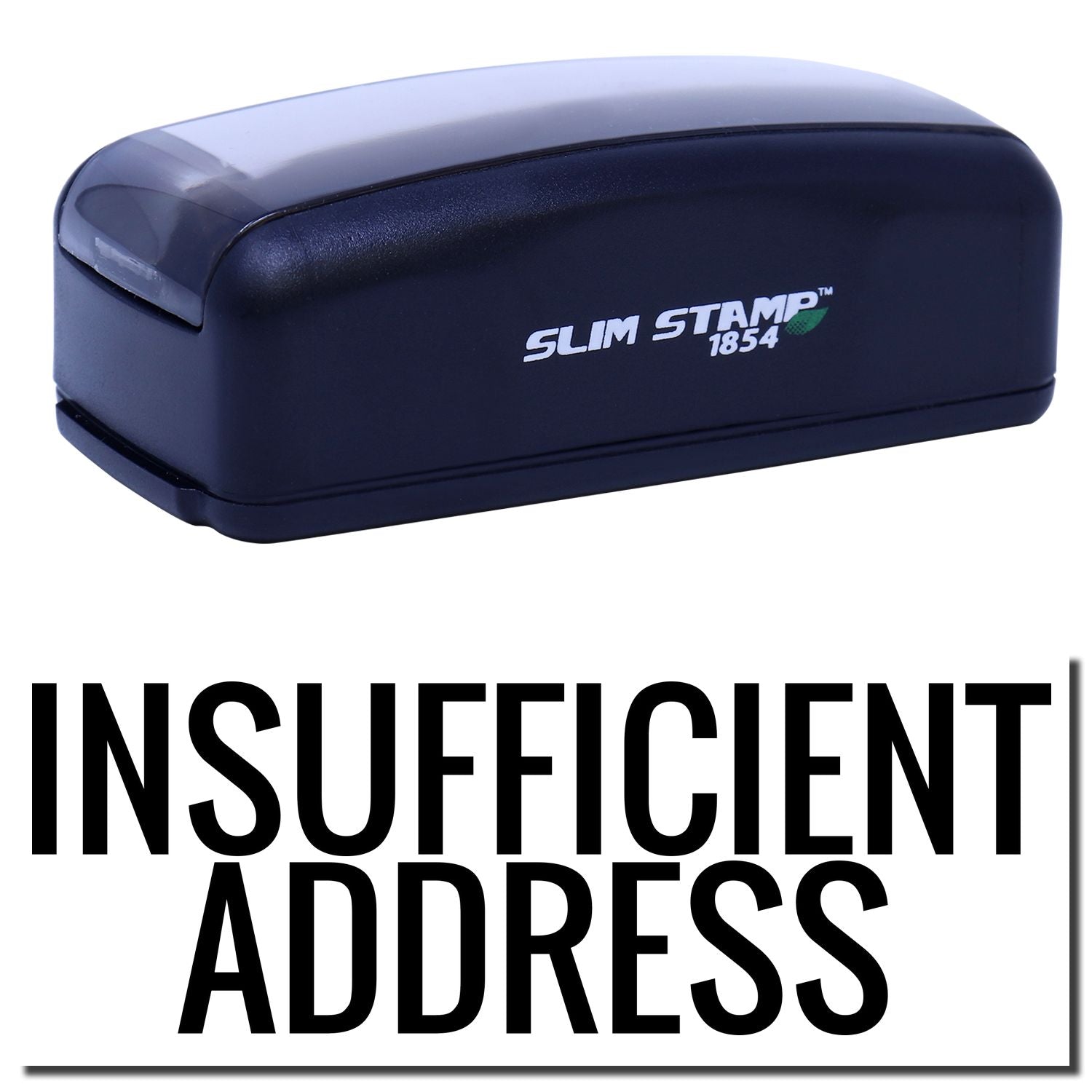 Slim Stamp 1854 instant address stamp, inkless-style self-inking address tool for mail and shipping with Instant Address branding