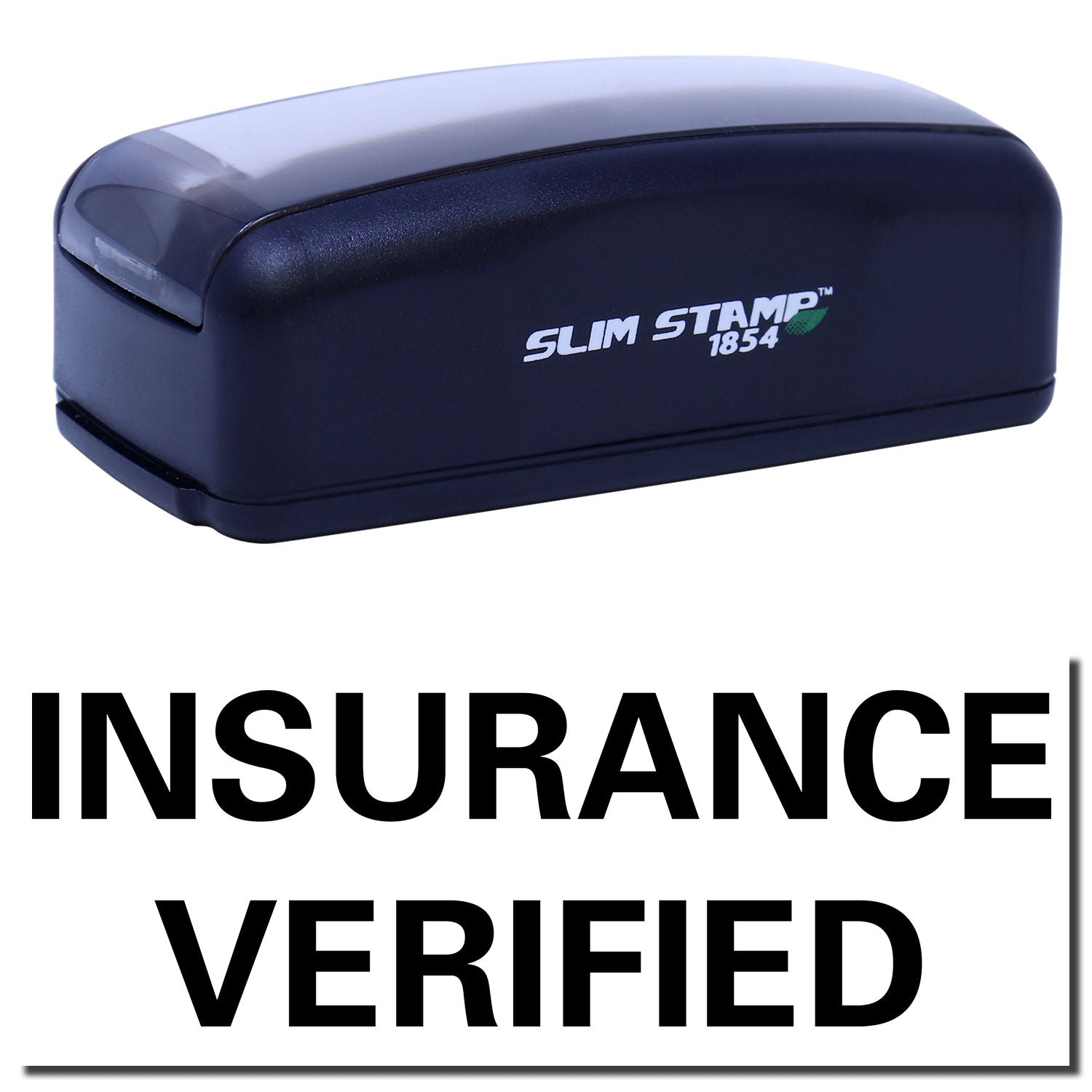 Slim Stamp 1854 self-inking stamp showing Insurance Verified, for official insurance document verification on claims and forms.