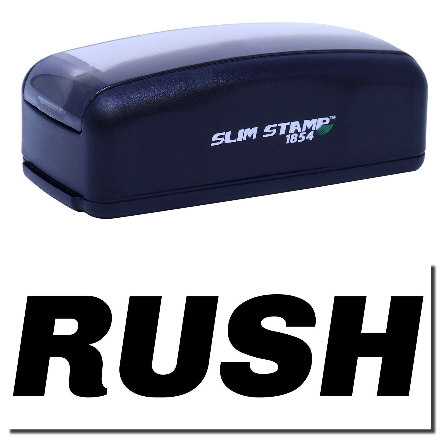 Slim STAMP 1854 branded portable stamp for crisp impressions on documents and labels for office shipping paperwork, product logo.