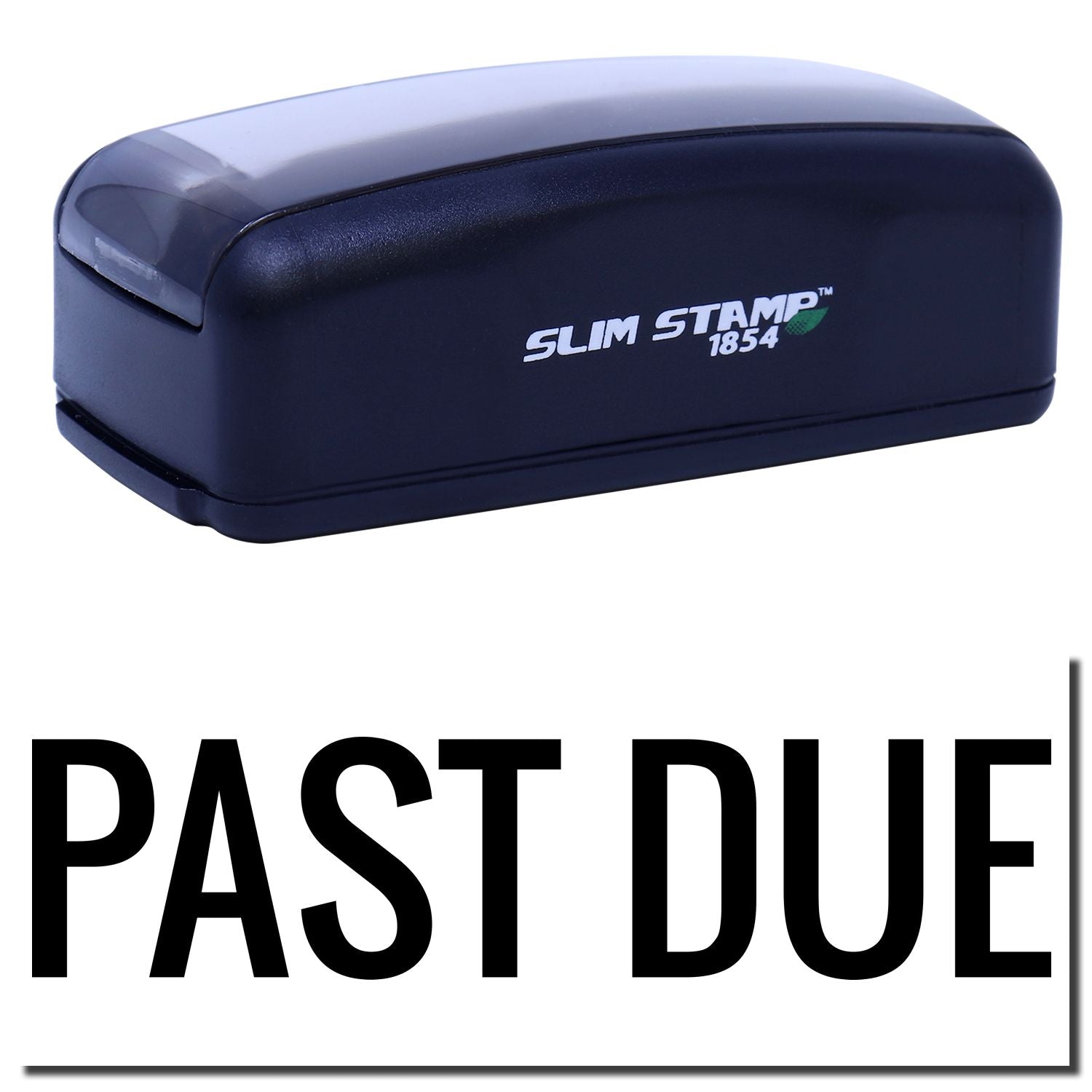 Slim Stamp 1854 blue PAST DUE rubber stamp for quickly marking overdue documents in offices and mailrooms