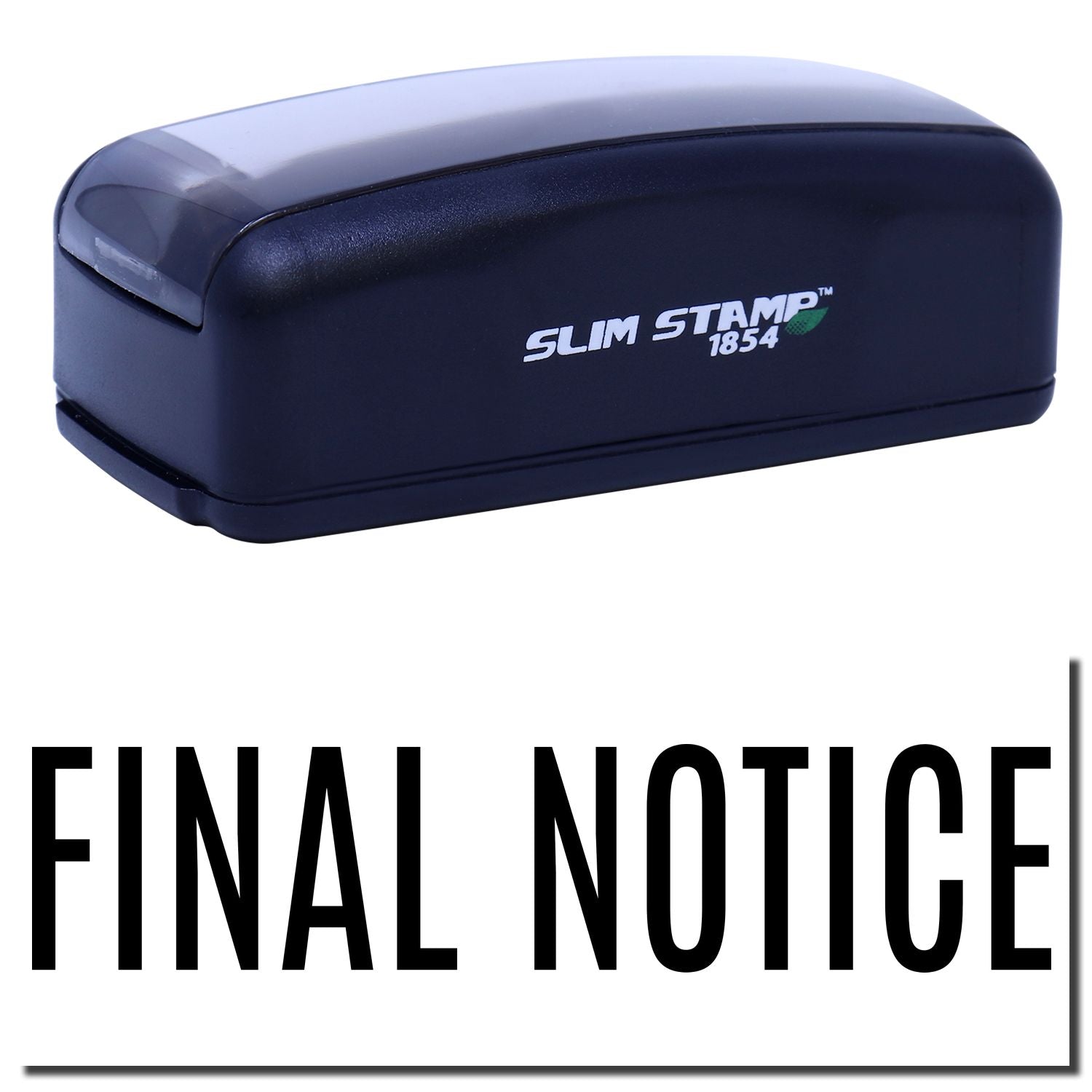 Slim Stamp 1854 self-inking stamp reading FINAL NOTICE, used on invoices and billing reminders for overdue payments with crisp, readable text.
