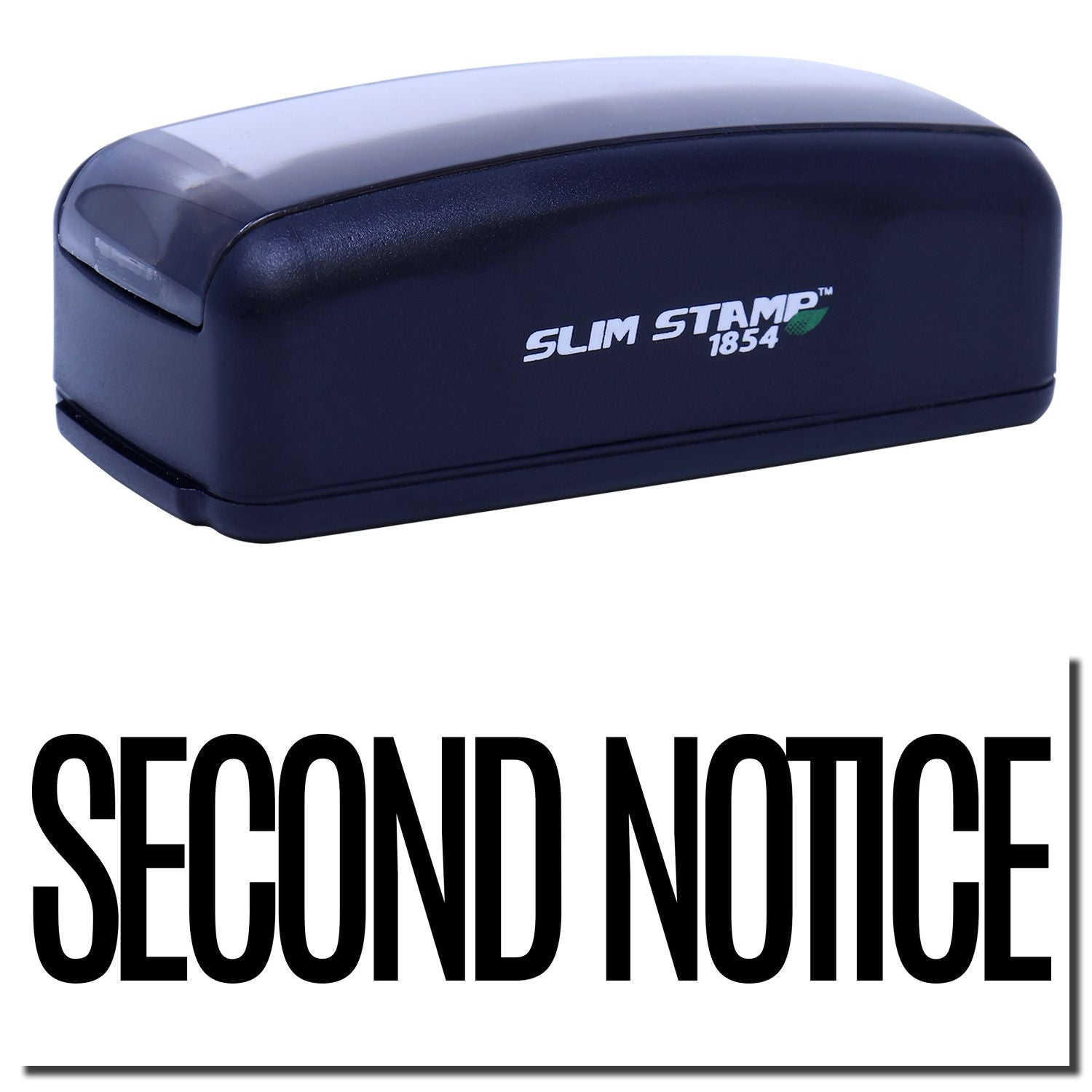 Slim Stamp 1854 self-inking stamp for document notices, featuring the Second Notice message for quick marking.