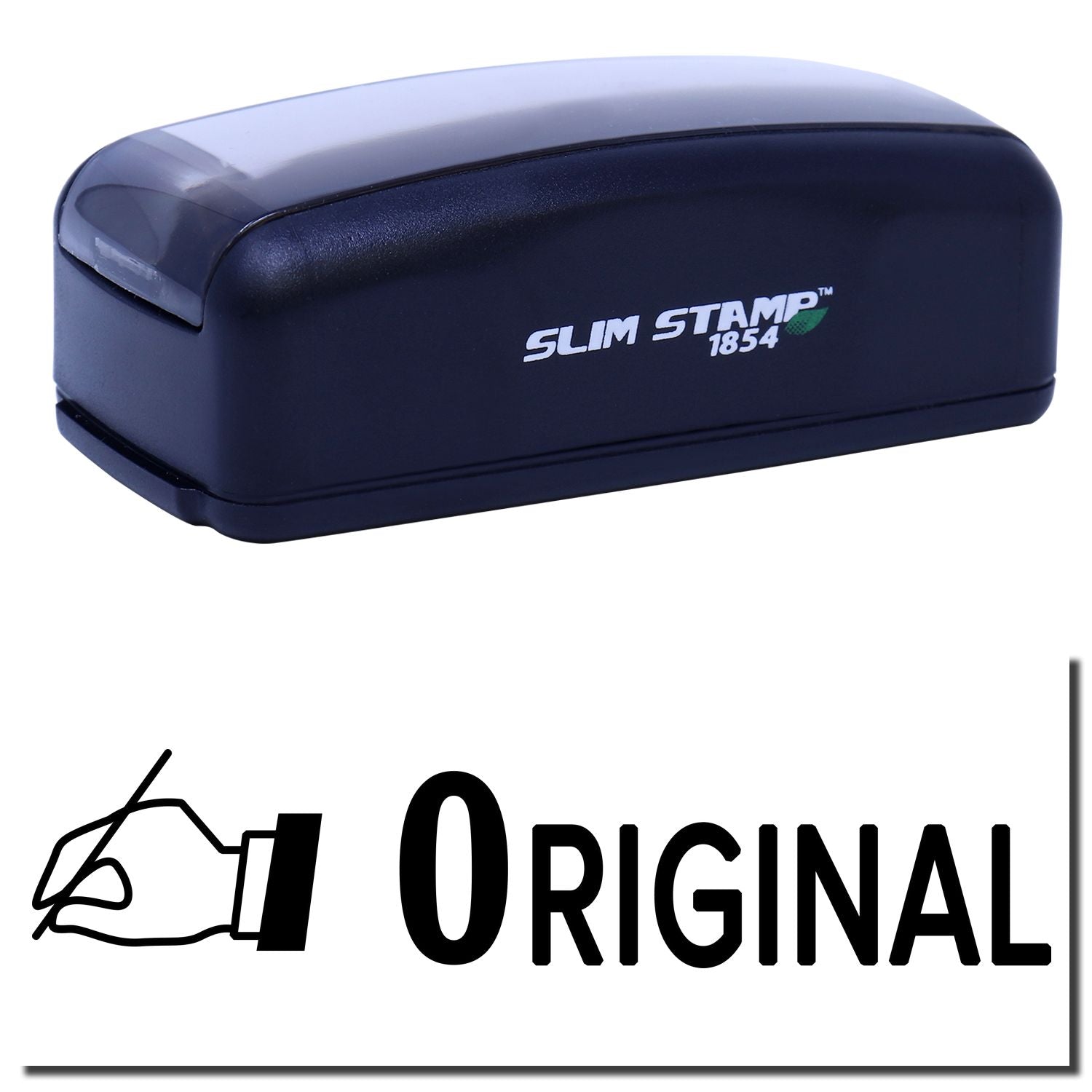Slim Stamp 1854 compact ink stamp for labeling, showing the ORIGINAL brand mark on a white background.