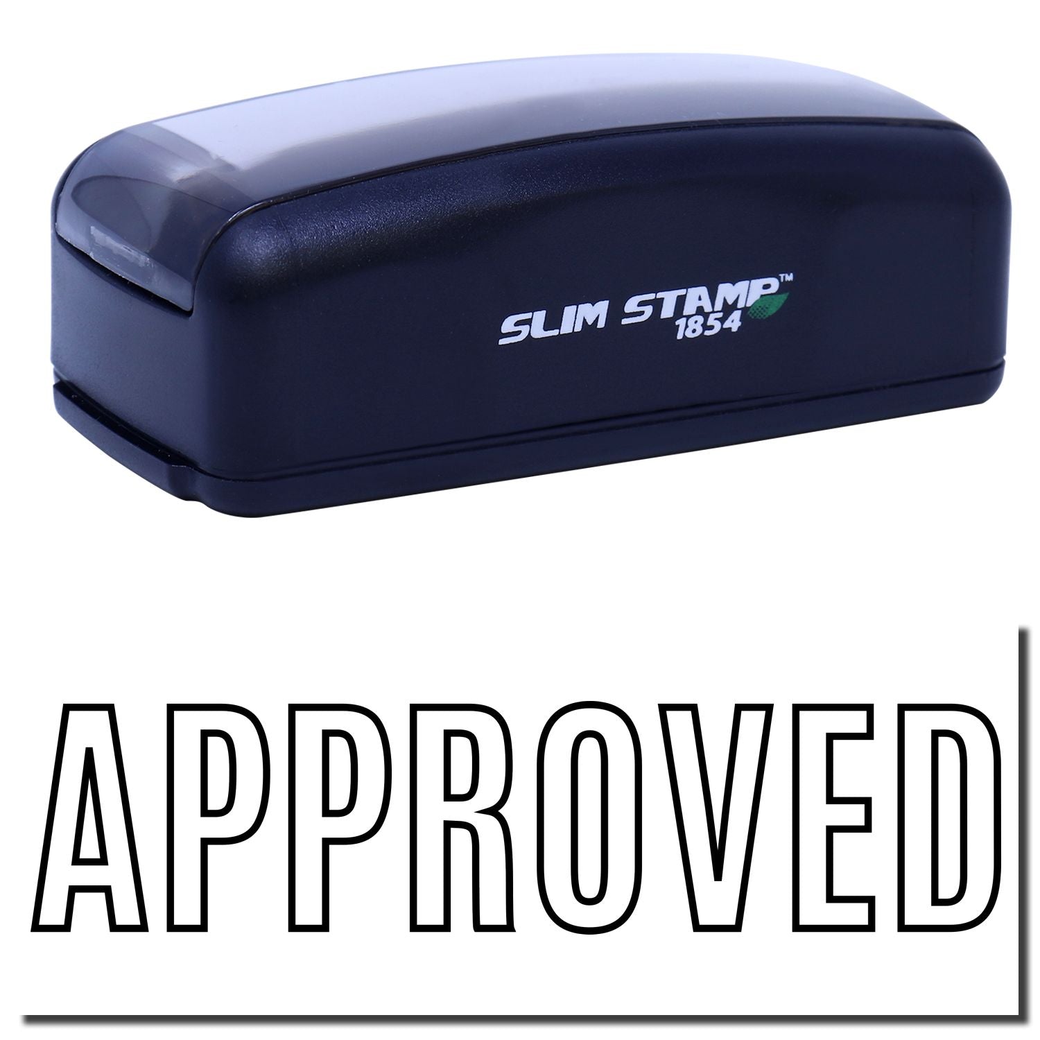 Slim STAMP 1854 compact ink stamp branding for crisp document marking and custom impression applications.