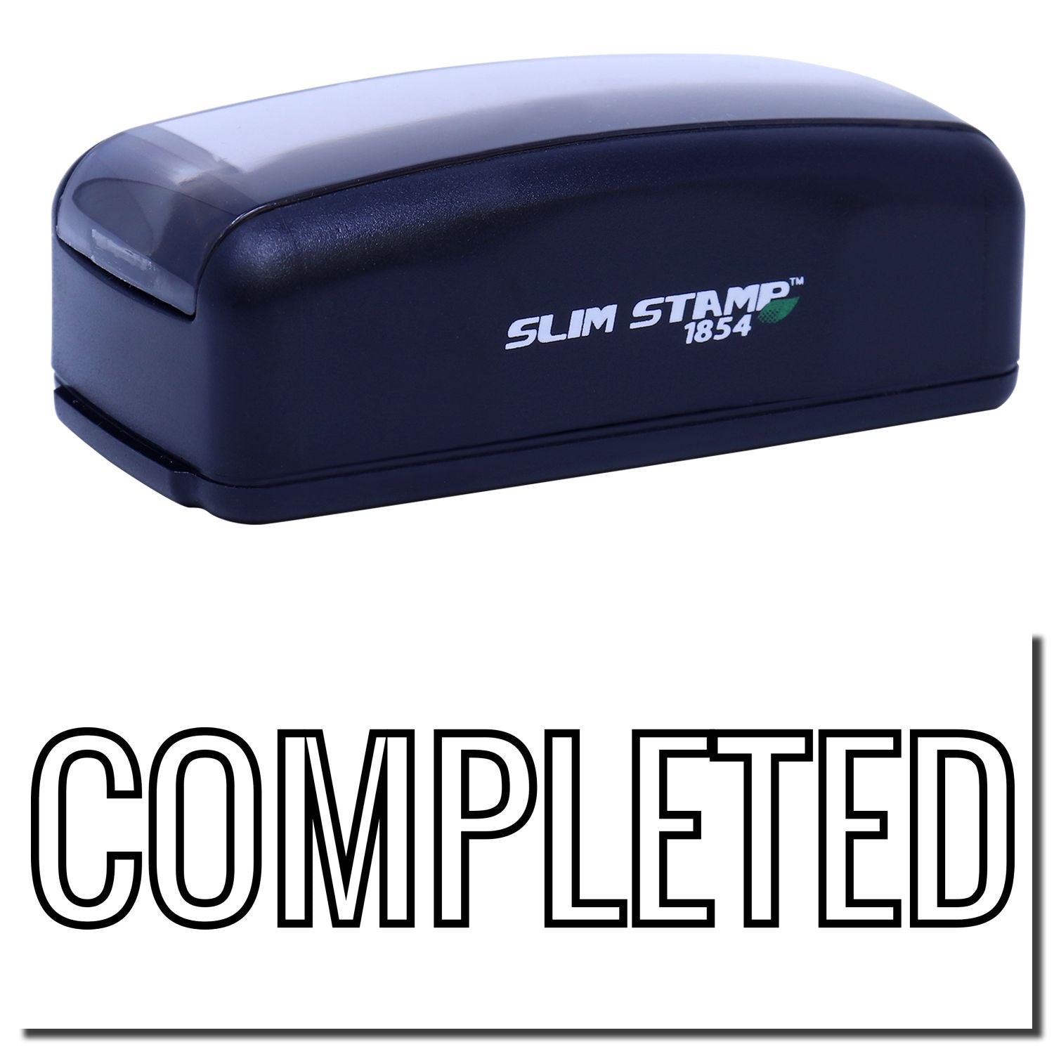 Slim STAMP 1854 compact ink stamp for office document marking, labeling, and quick message imprintingready for shipping.