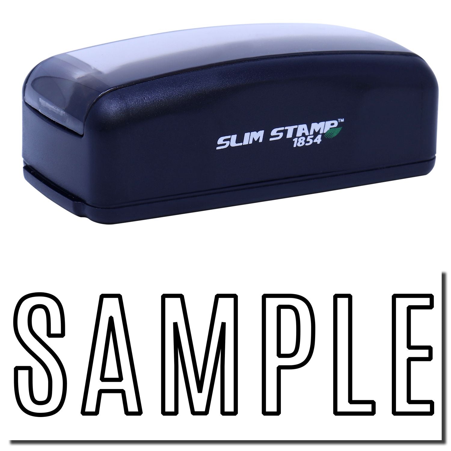 Compact Slim Stamp 1854 self-inking stamp for crisp impressions on paper, envelopes, and documentsgreat for date marking for office and mailroom use.