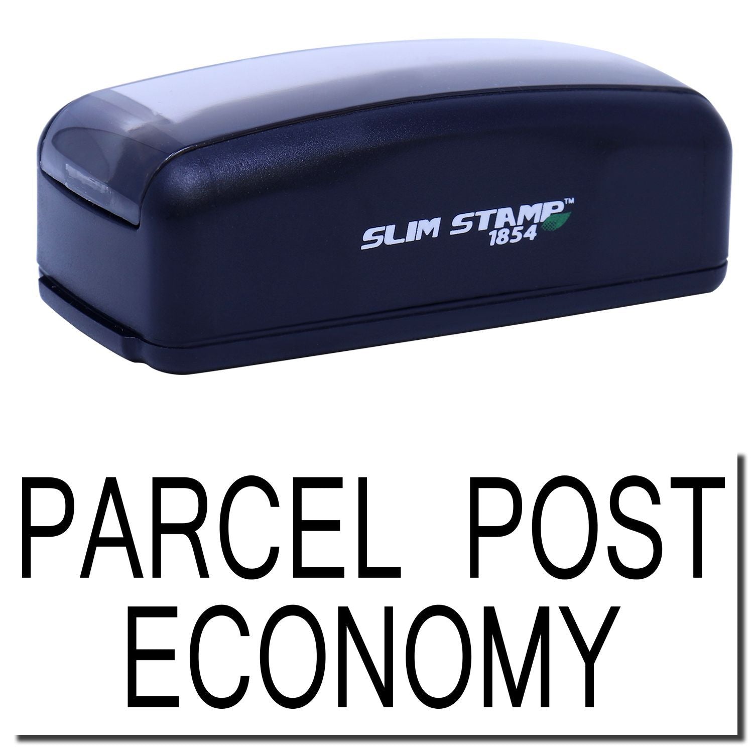 Product image of Slim Stamp 1854 handheld postage stamp labeled Parcel Post Economy, used for shipping and mail processing.