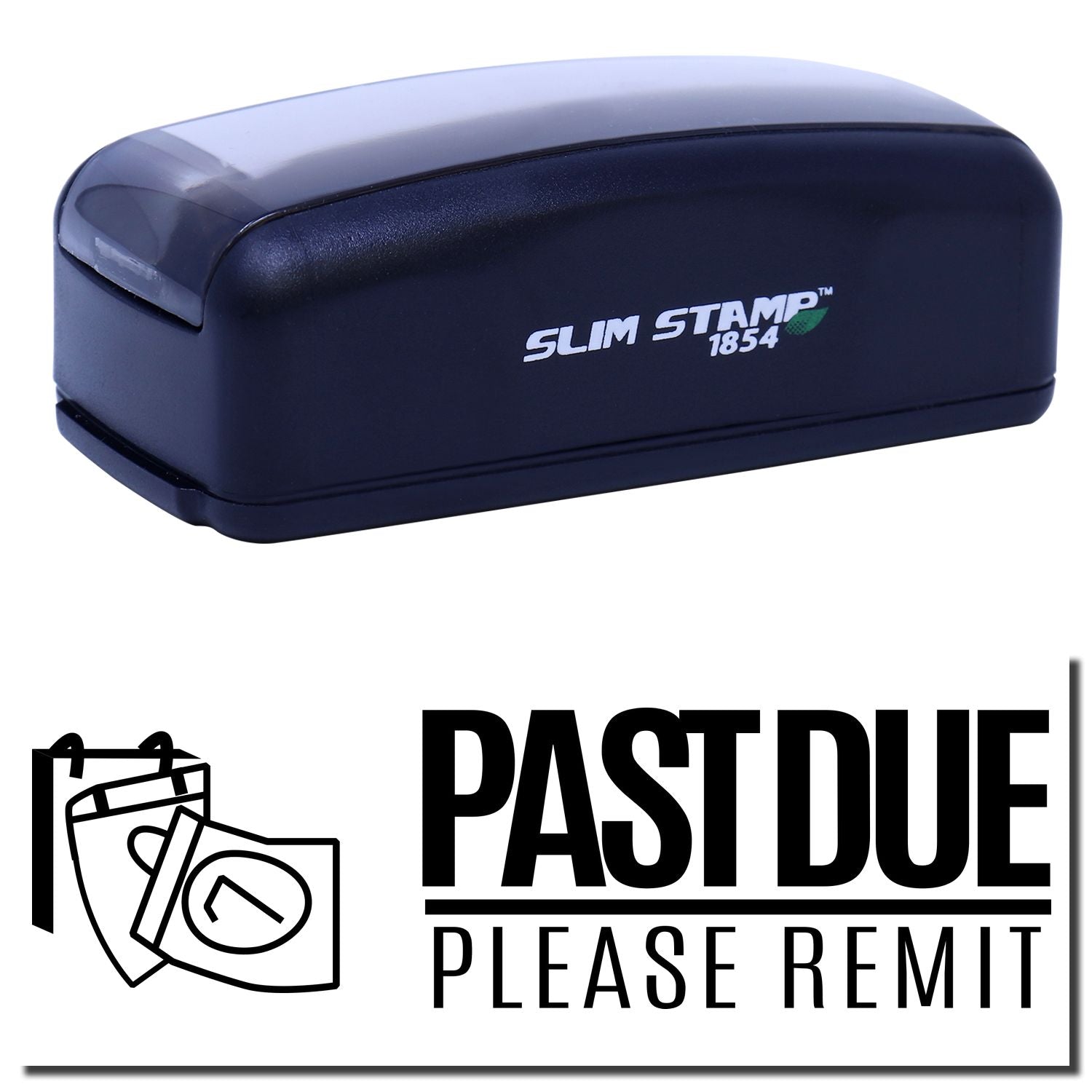 Slim Stamp 1854 Past Due, Please Remit self-inking stamp for billing reminders