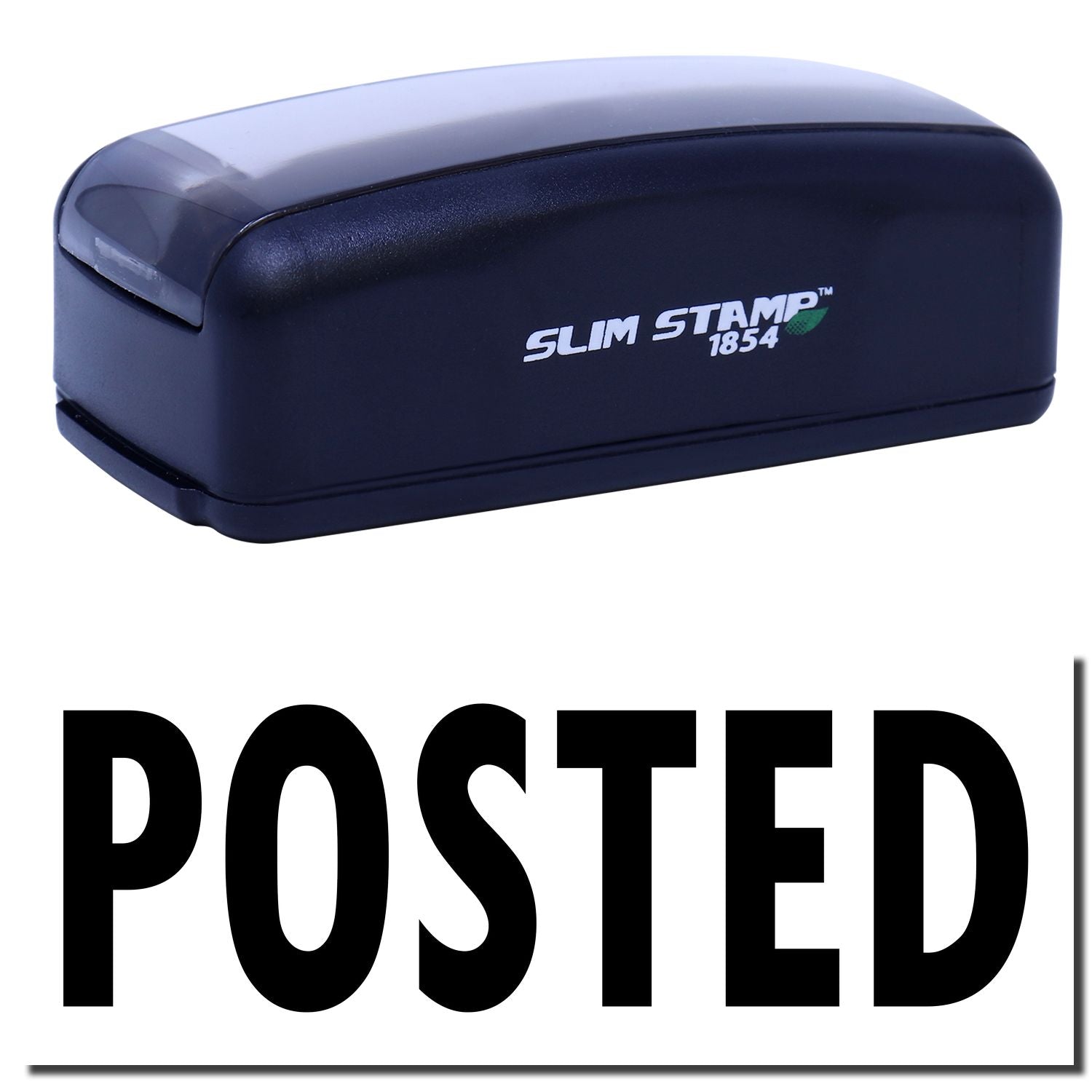 Slim Stamp 1854 self-inking postal stamp imprints POSTED on mail, ideal for office outgoing documents.