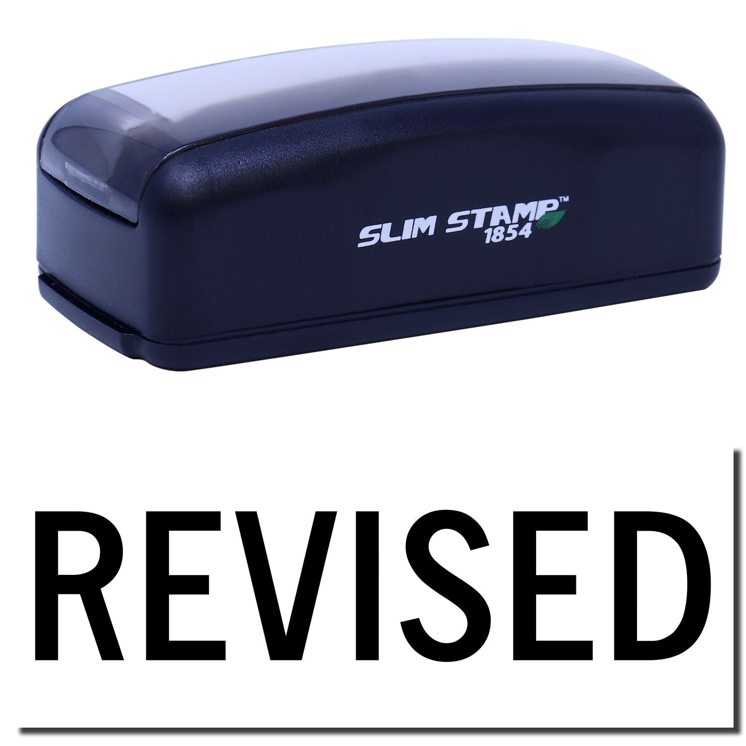 Slim STAMP 1854 self-inking stamp in navyproduct image for quick, clean imprinting and branding