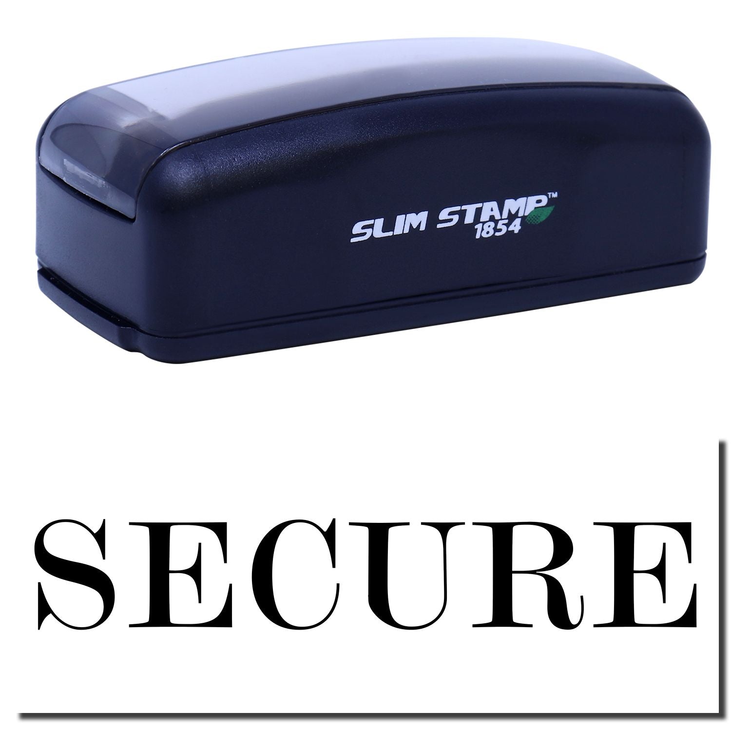 Slim Stamp 1854 branded stamp for crisp custom impressions, product photo on white background for office labeling.