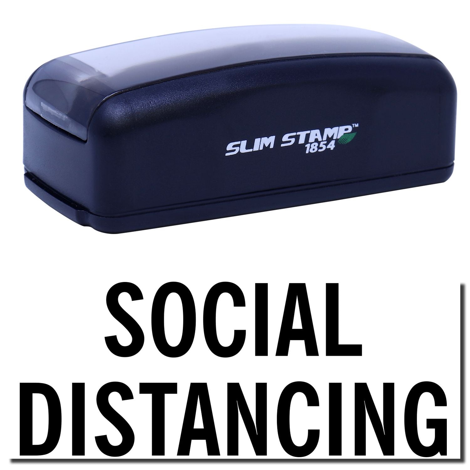 Slim Stamp 1854 social distancing stamp for marking floors and signage with clear guidelines; reusable for office, retail, and warehouse.