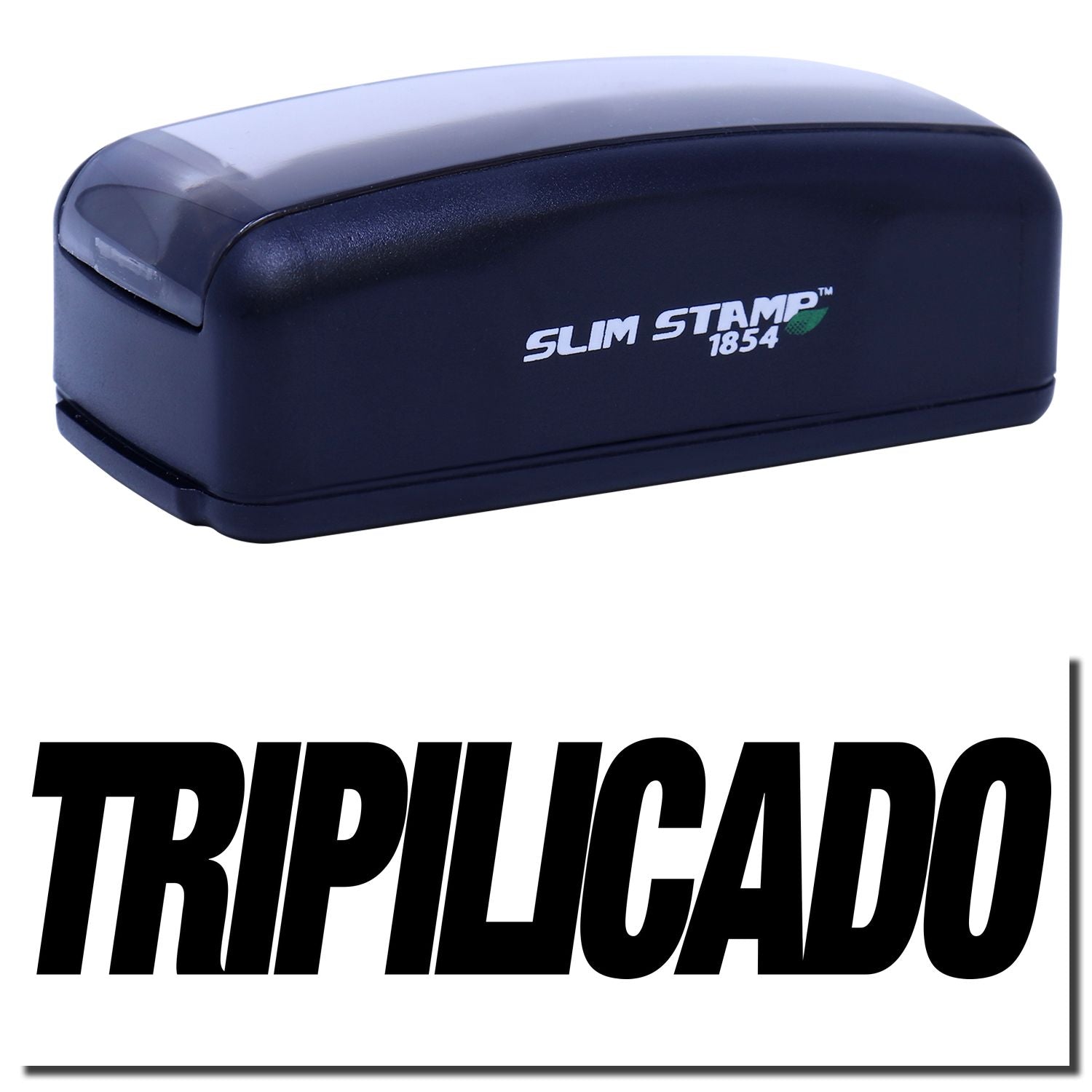 Slim STAMP 1854 compact ink stamp for quick, clean impressionsproduct branding image showing the Slim Stamp 1854 name.