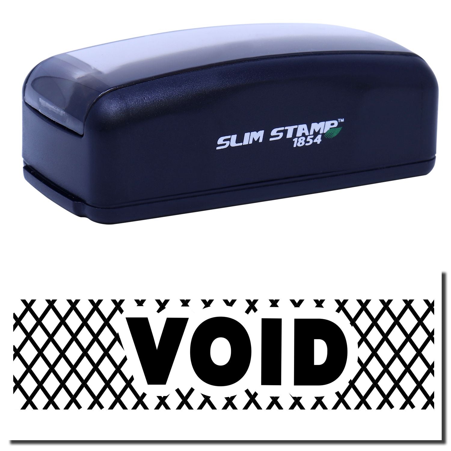 Slim Stamp 1854 self-inking date stamp for marking documents, receipts, and labels with crisp, professional imprints for office use.