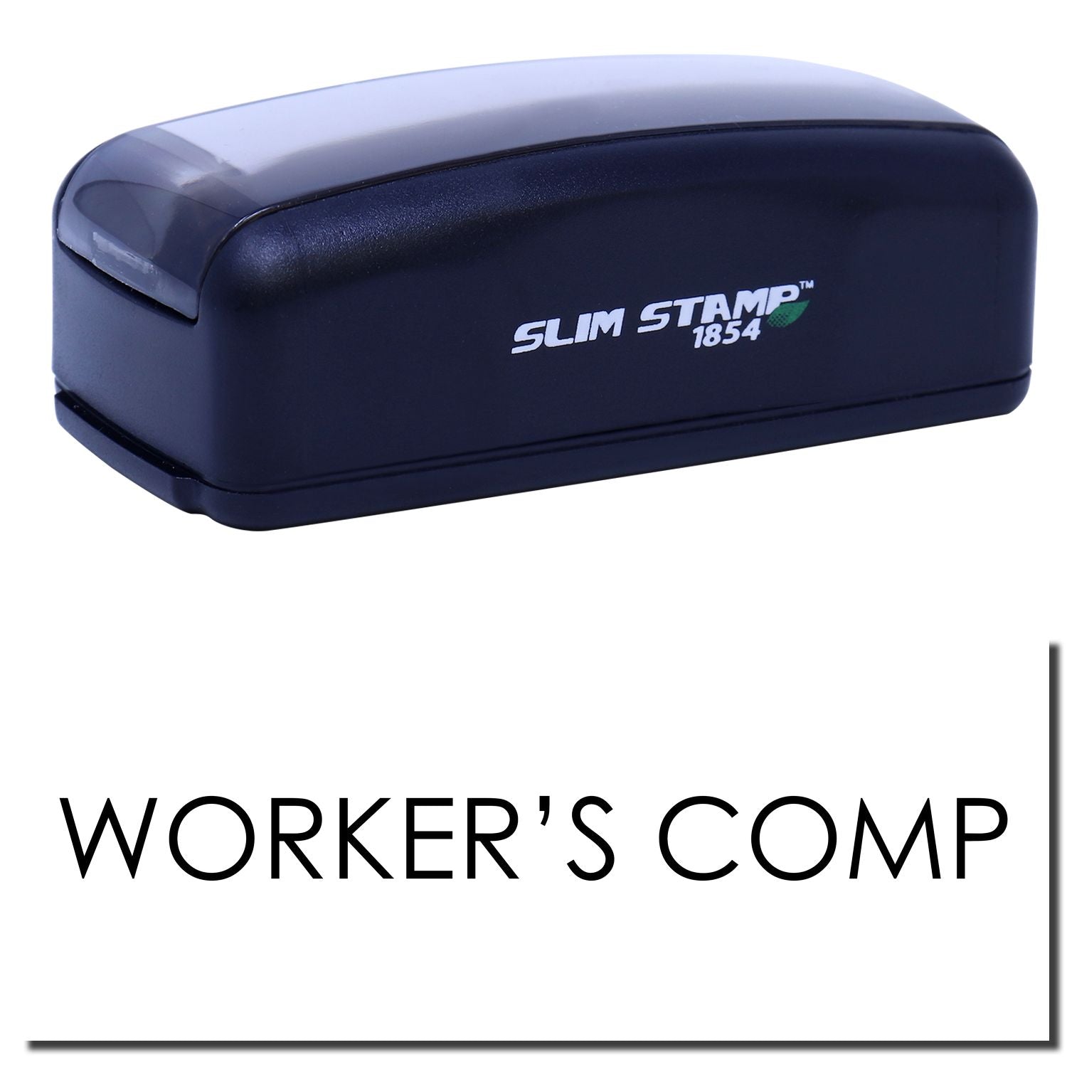 Slim Stamp 1854 rubber stamp for Workers' Comp claim documents, clear WORKER'S COMP imprint