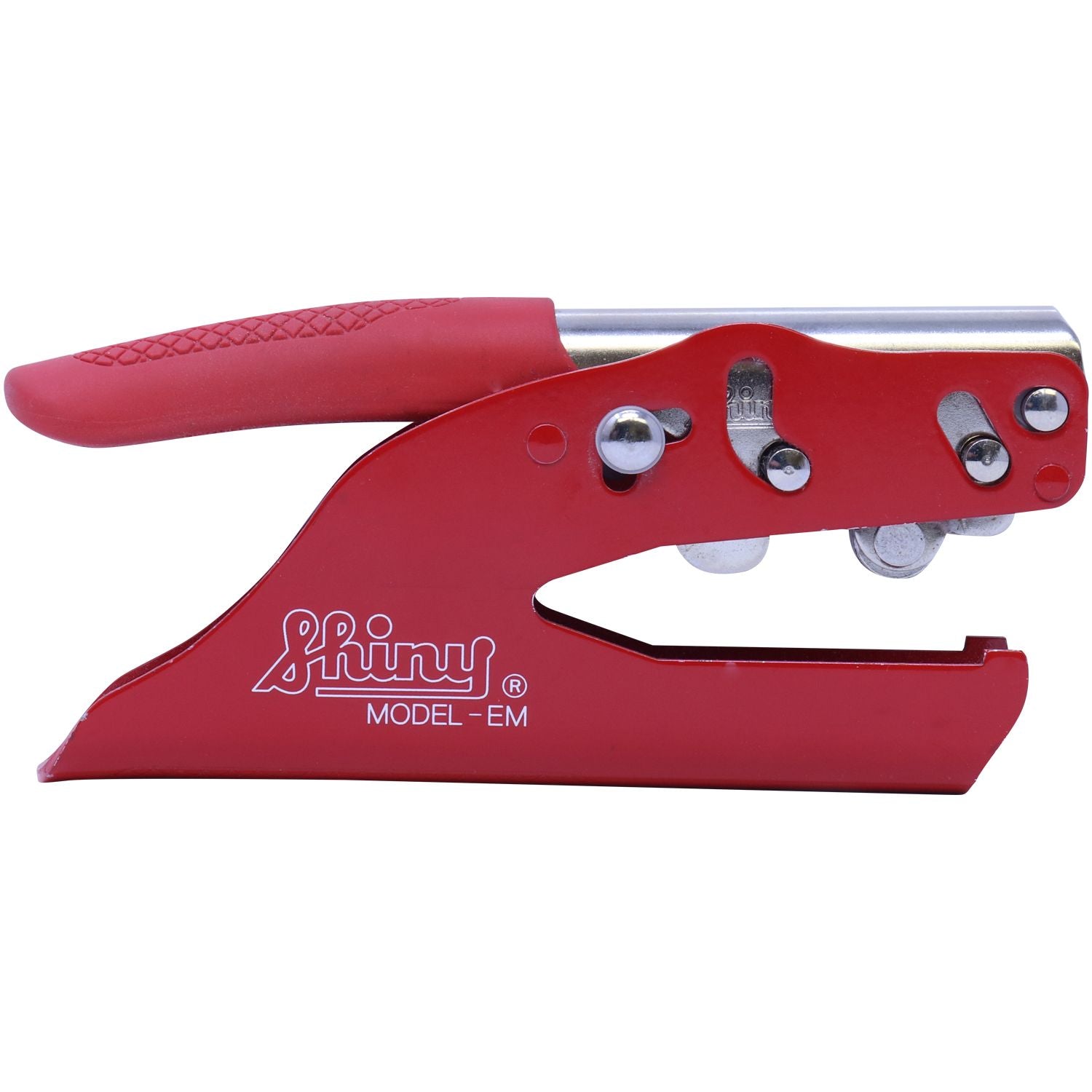 Red Shinny Model EM hand press tool isolated on white background