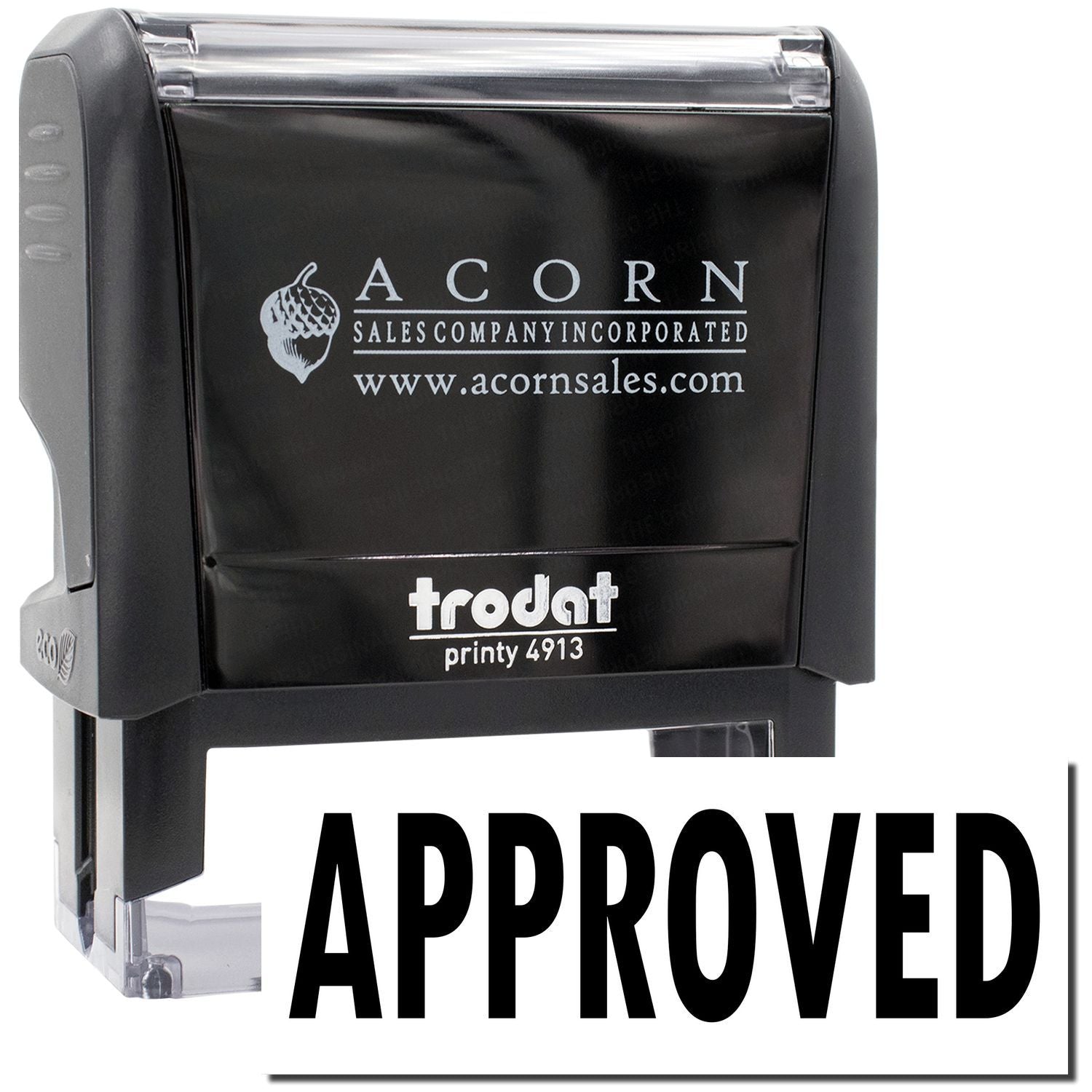 Acorn Sales Company Incorporated branded Printy 4913 approval stamp, showing clear APPROVED text.