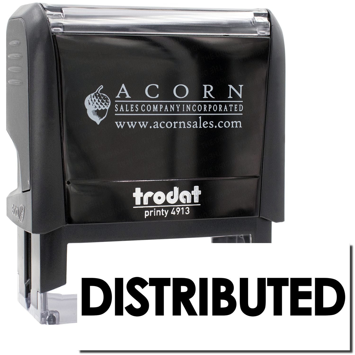 Acorn Sales distributed Printy 4913 stamp printer with Acorn Sales branding and website on label