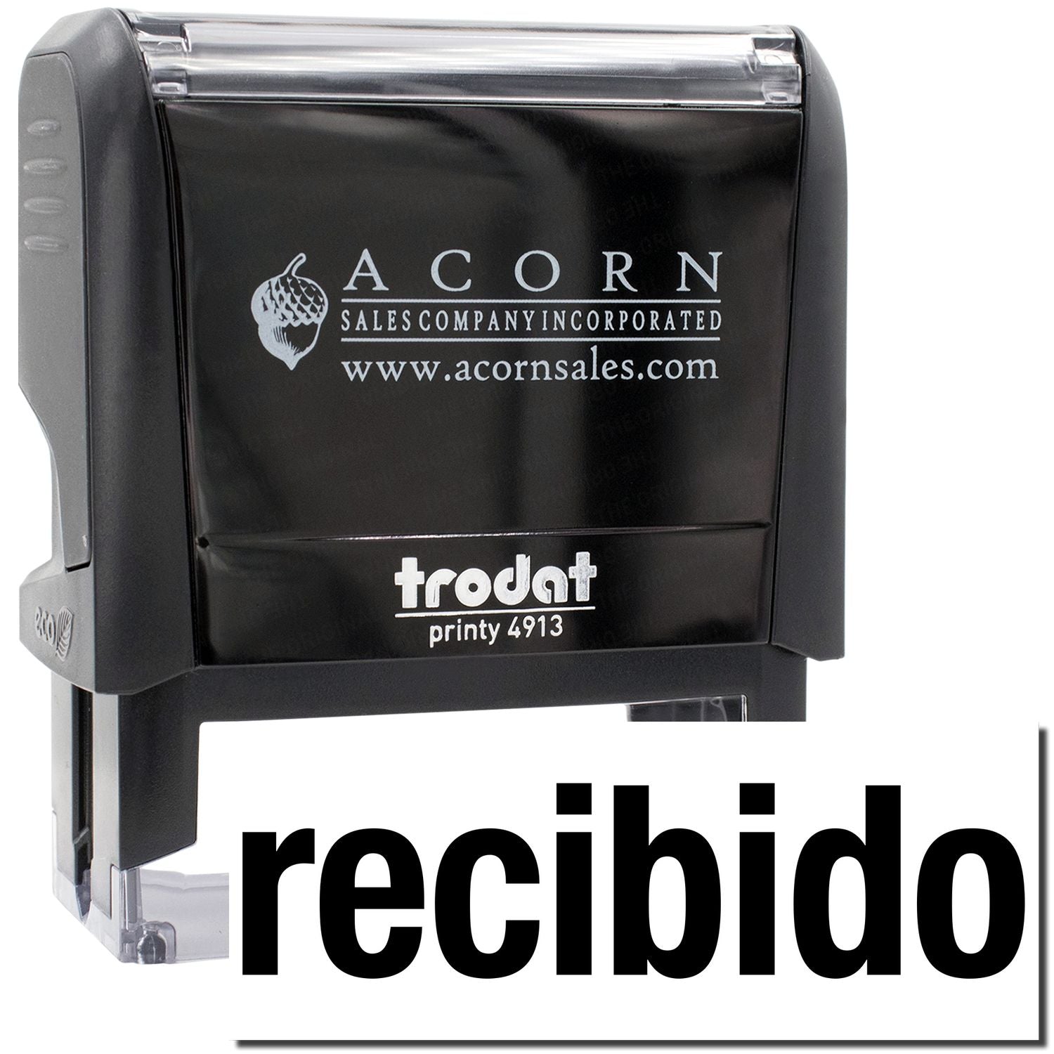 Acorn Sales Company Incorporated logo stamp on Trodat Printy 4913 for branded document, contract and package labeling approval