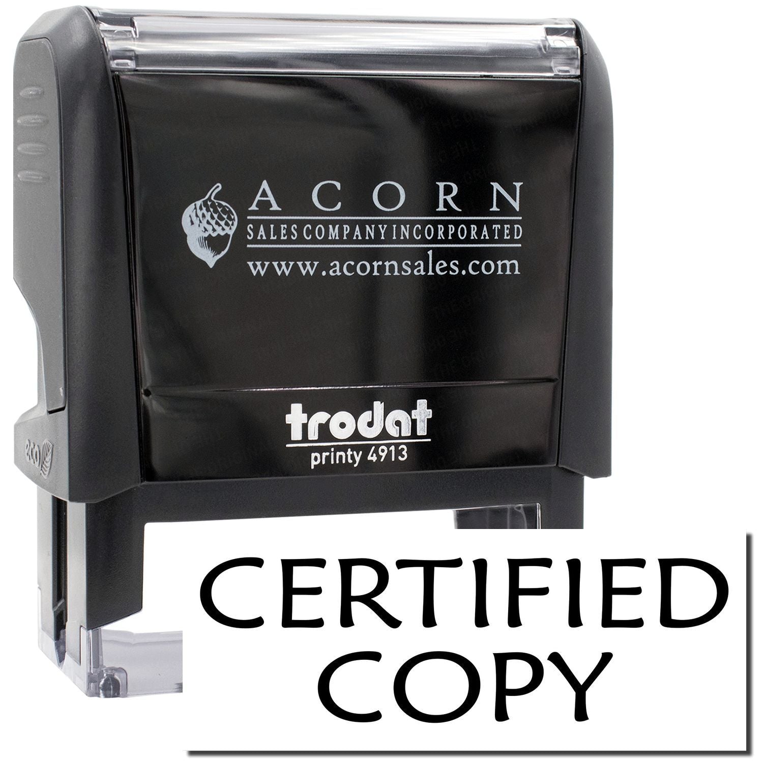 Printy 4913 printhead cartridge labeled Acorn Sales Company Inc., shown with Certified Copy for certified document printing.