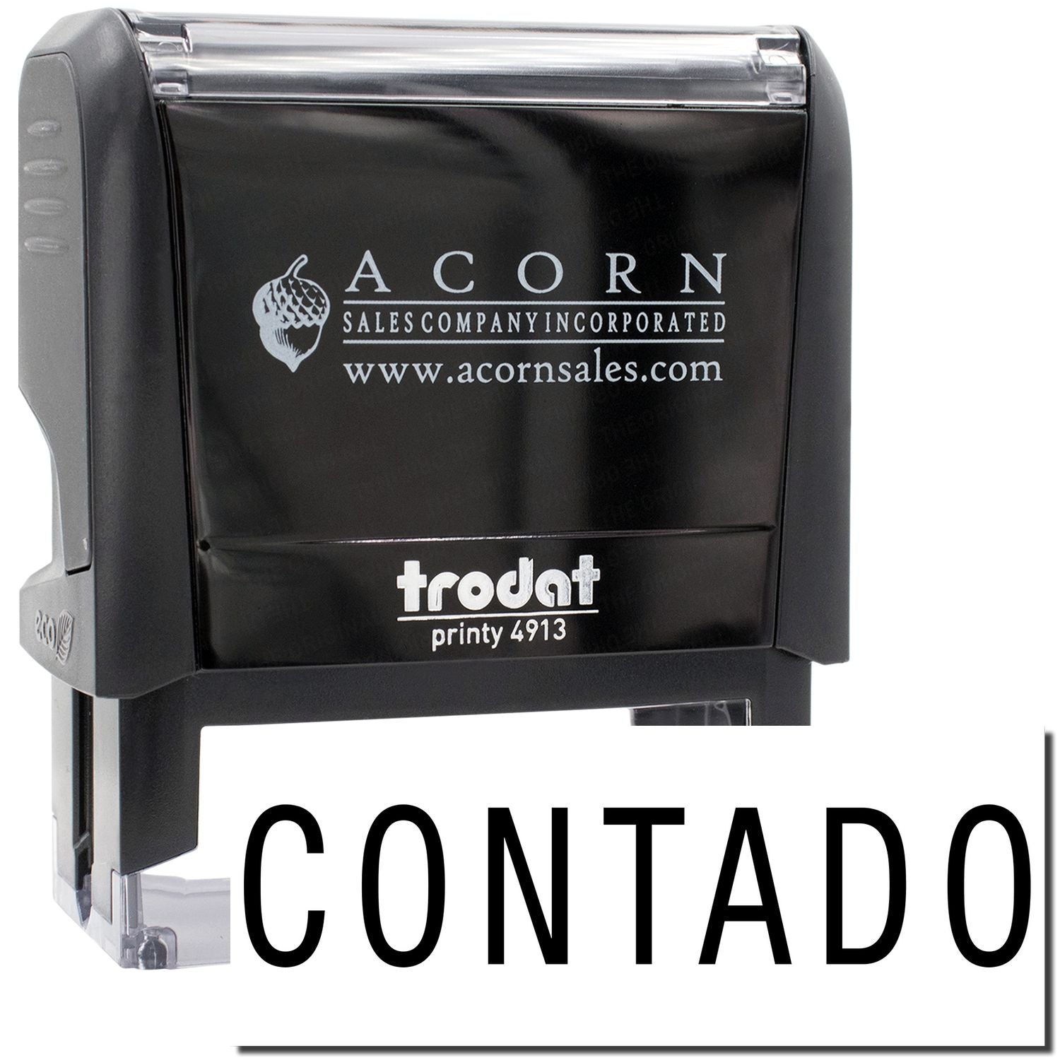 Acorn Sales Company Incorporated Printy 4913 stamp labeled CONTADO for marking invoices and sales documents