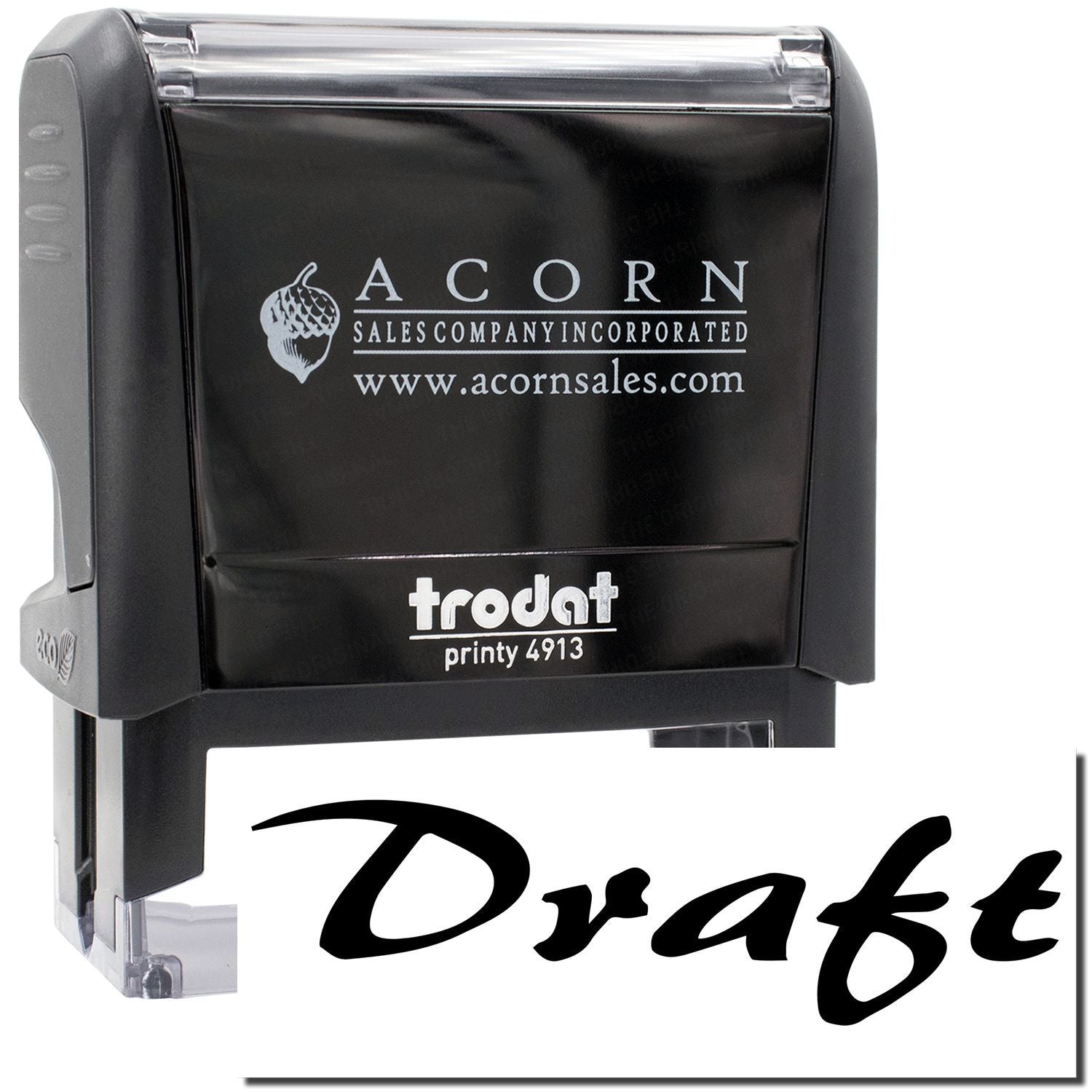Acorn Sales Printy 4913 self-inking stamp showing acornsales.com branding for document marking and sealing.
