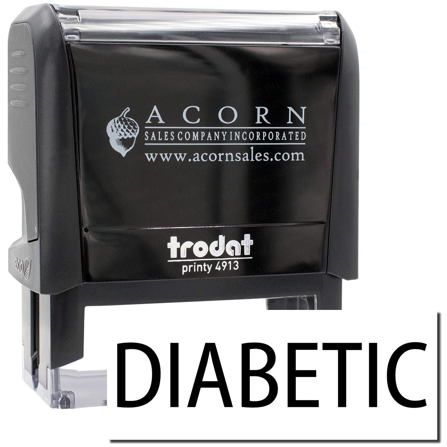 Acorn Sales Incorporated Printy 4913 date stamp labeled Diabetic for medical labeling and supply identification