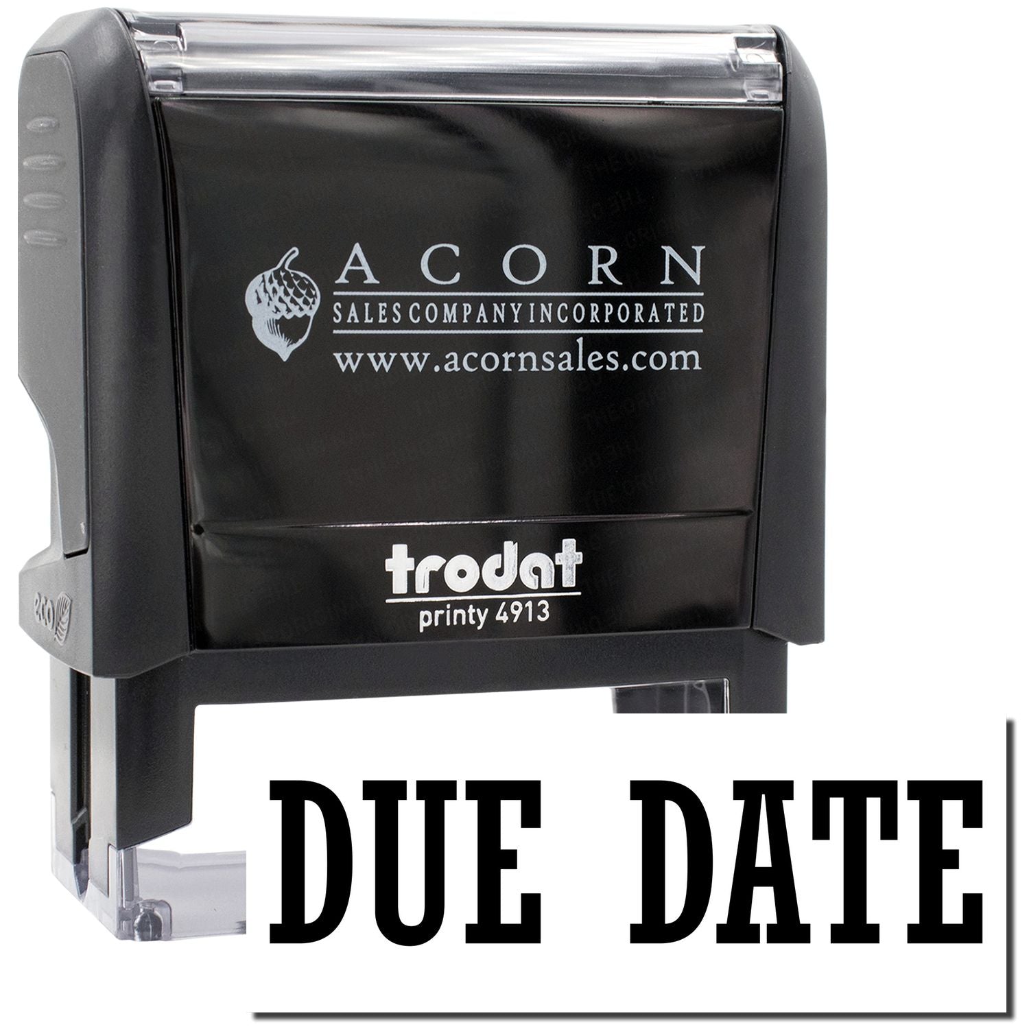 Frodot Printy 4913 Due Date stamp labeled Acorn Sales Company Incorporated for marking documents and invoices