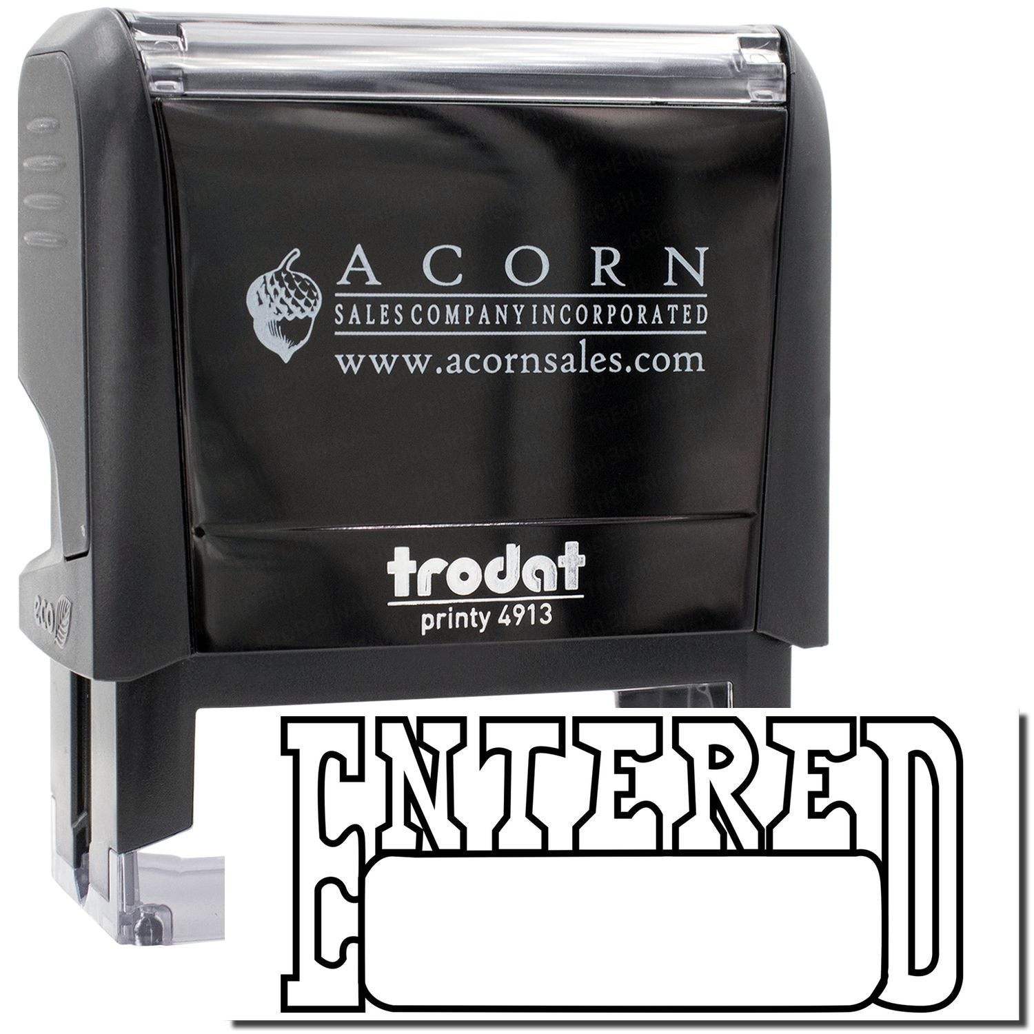 Acorn Sales Printy 4913 self-inking stamp showing Acorn Sales Incorporated and acornsales.com for document marking