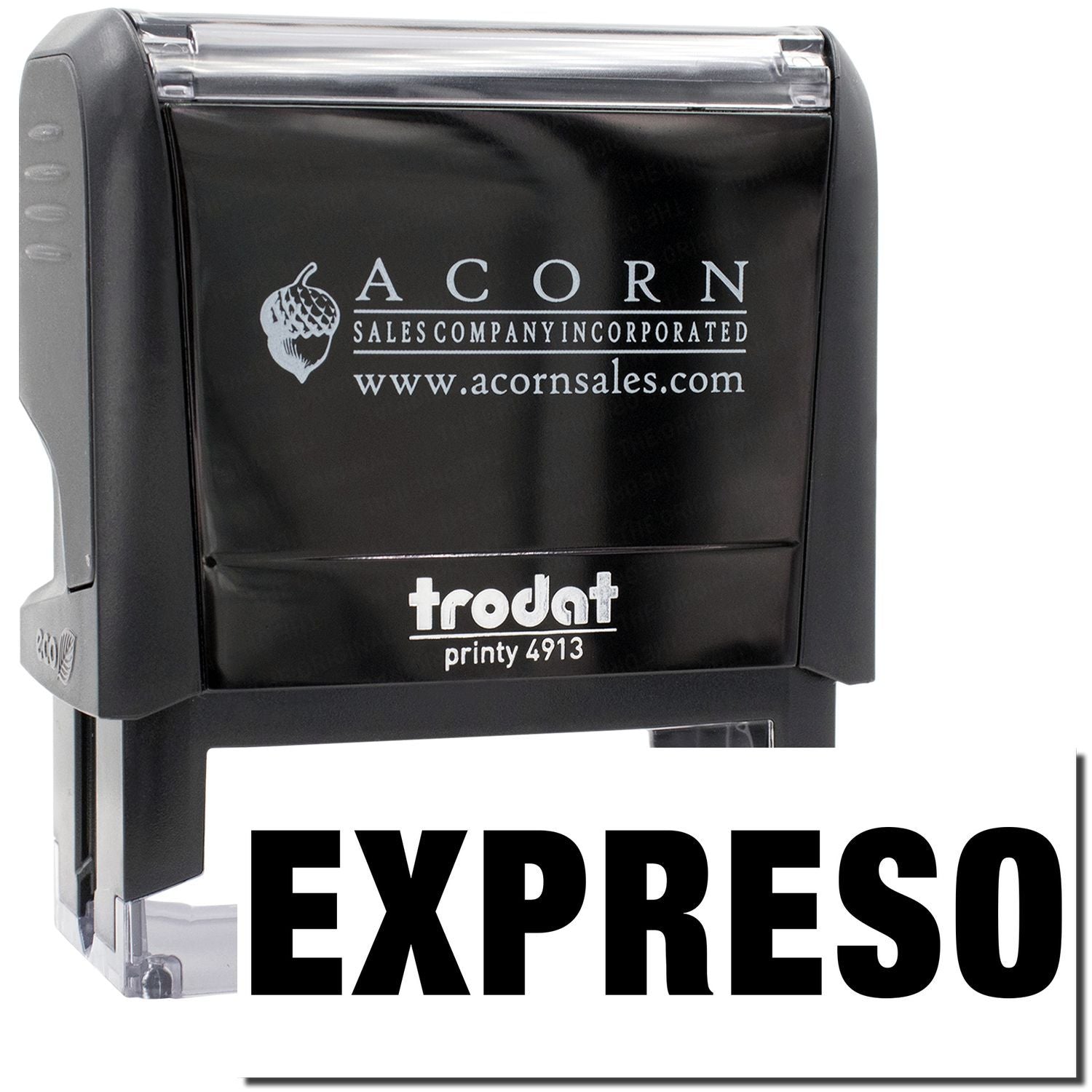Acorn Sales ExpresSO ink stamp with Acornsales.com branding for fast office document printing and mailing label fulfillment service