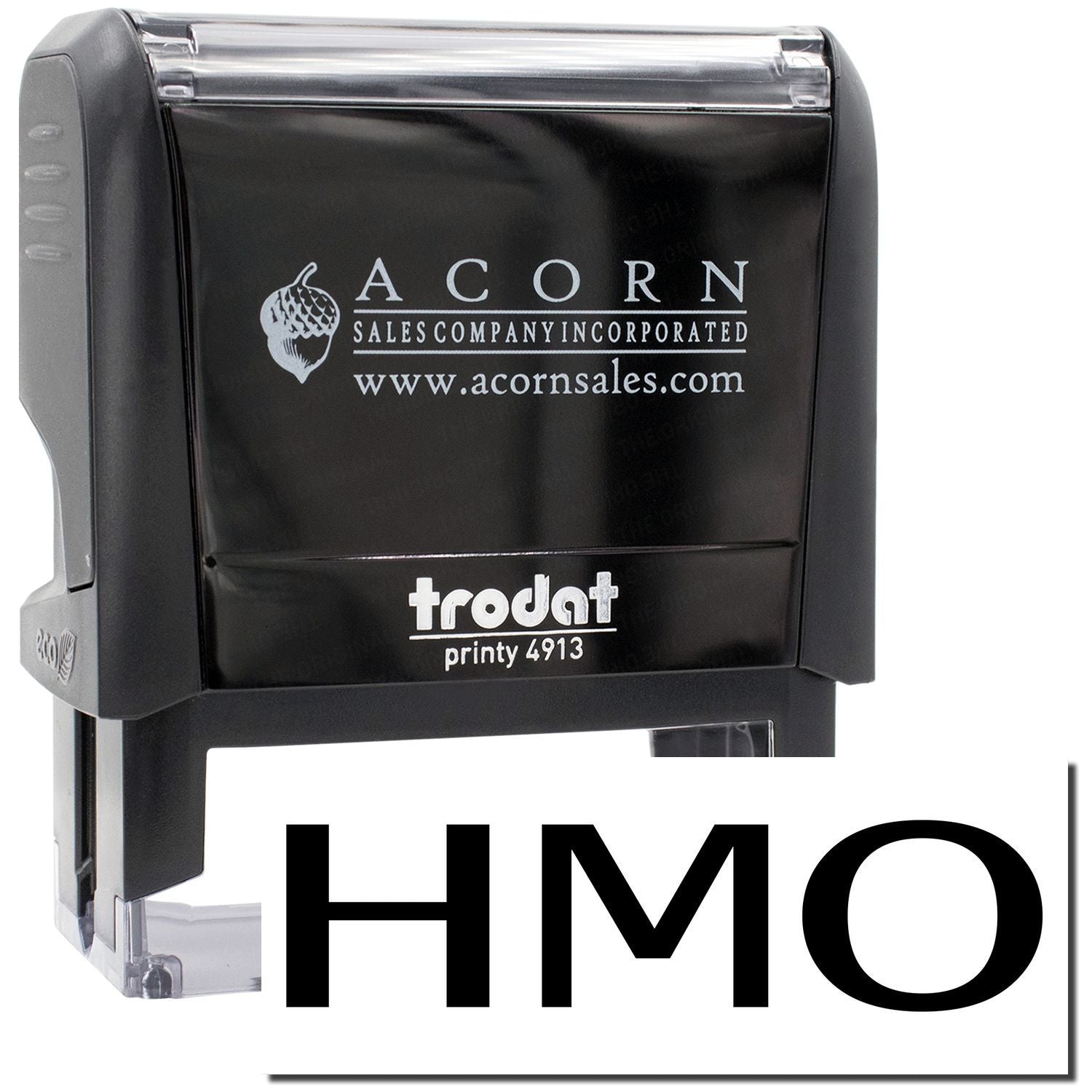 Trodat Printy 4913 self-inking stamp showing Acorn Sales Company Incorporated logo and website URL.