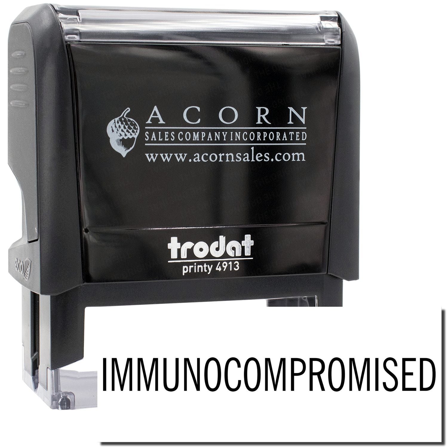 Acorn Sales immunocompromised stamp label for Printy 4913, part of AcornSales.com medical compliance supplies.