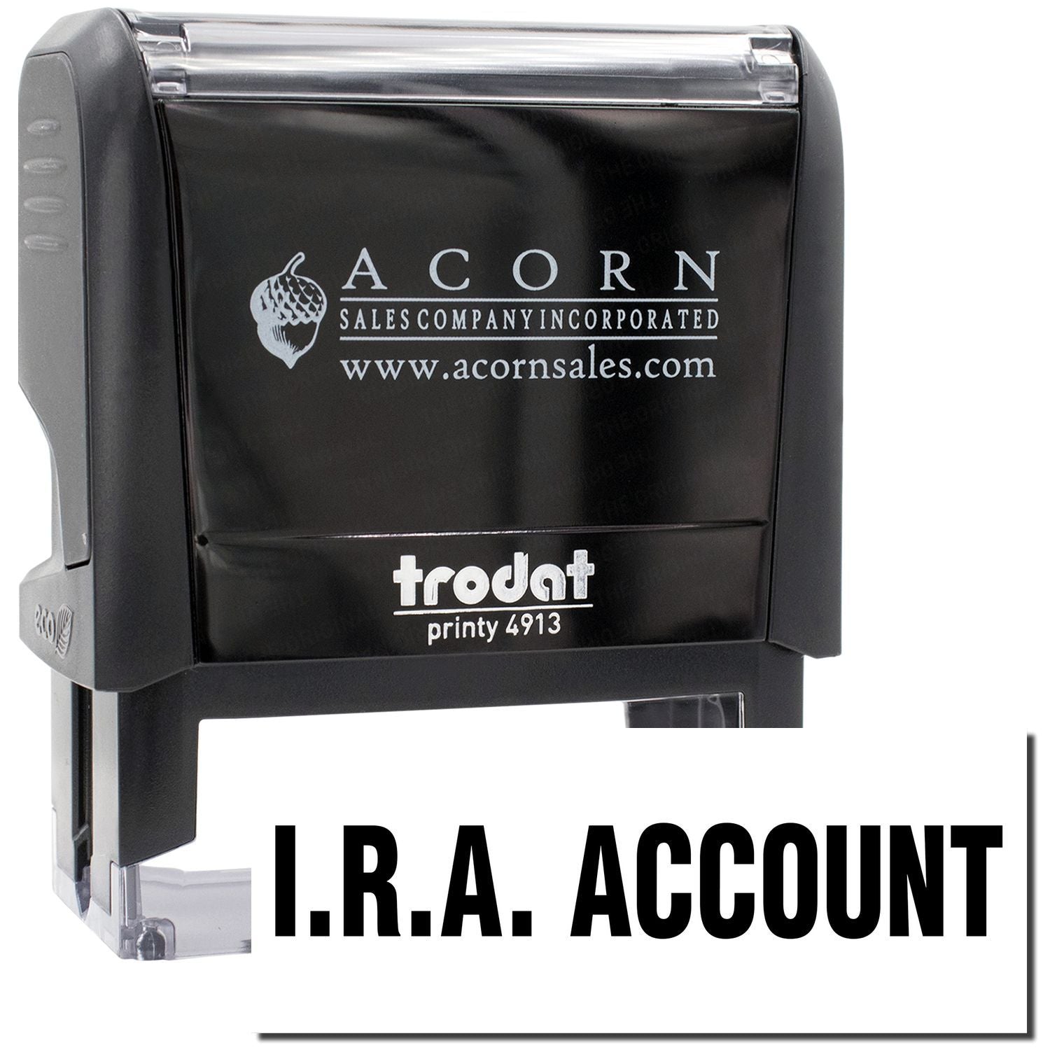Acorn Sales Printy 4913 stamp for I.R.A. ACCOUNT, used to label IRA accounts accurately.
