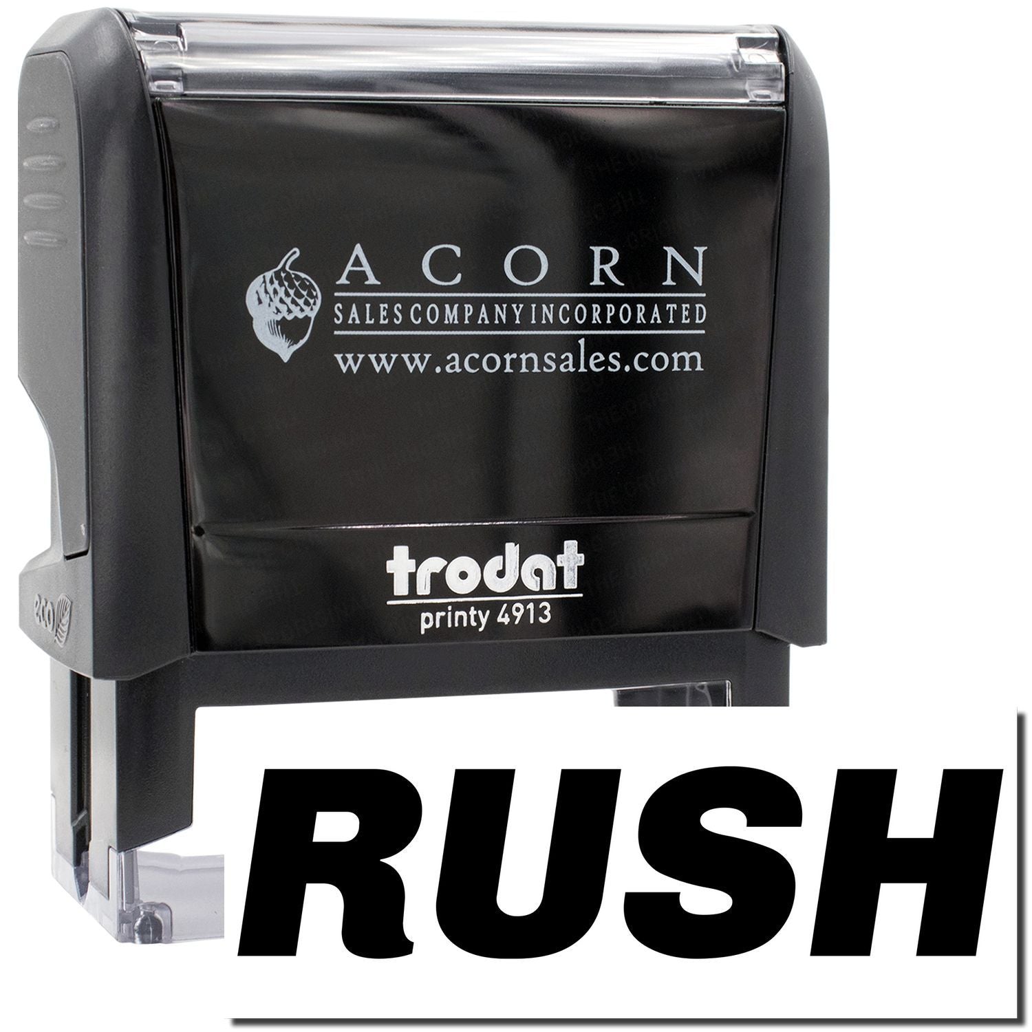 Acorn Sales Incorporated Trodat Printy 4913 self-inking stamp with acorn sales logo and www.acornsales.com for business documents.