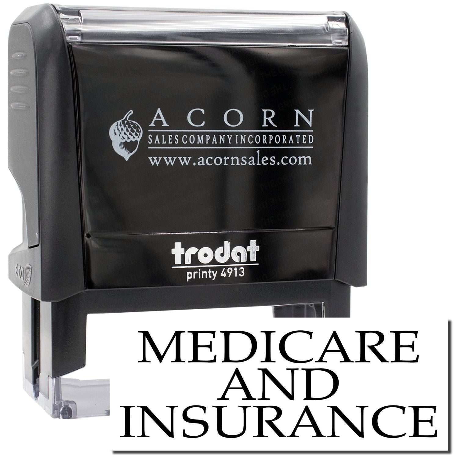 Acorn sales print 4913 stamp printer for Medicare and insurance claims, showing AcornSales.com logo and website on the device label.